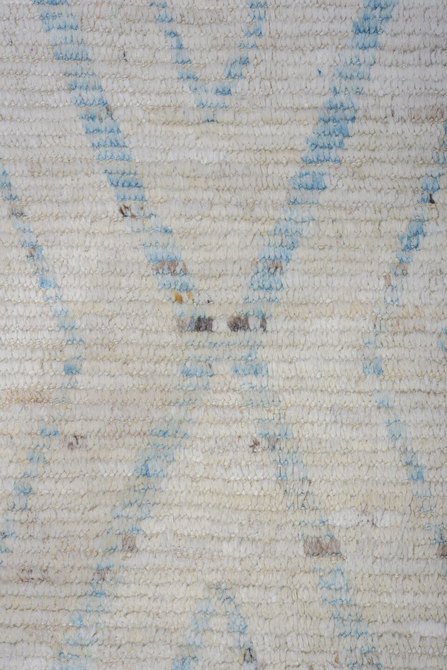 9' x 14' one-of-a-kind handmade vintage Tulu large size rug. Color palette: ivory, sky blue, taupe, light gray, light blue