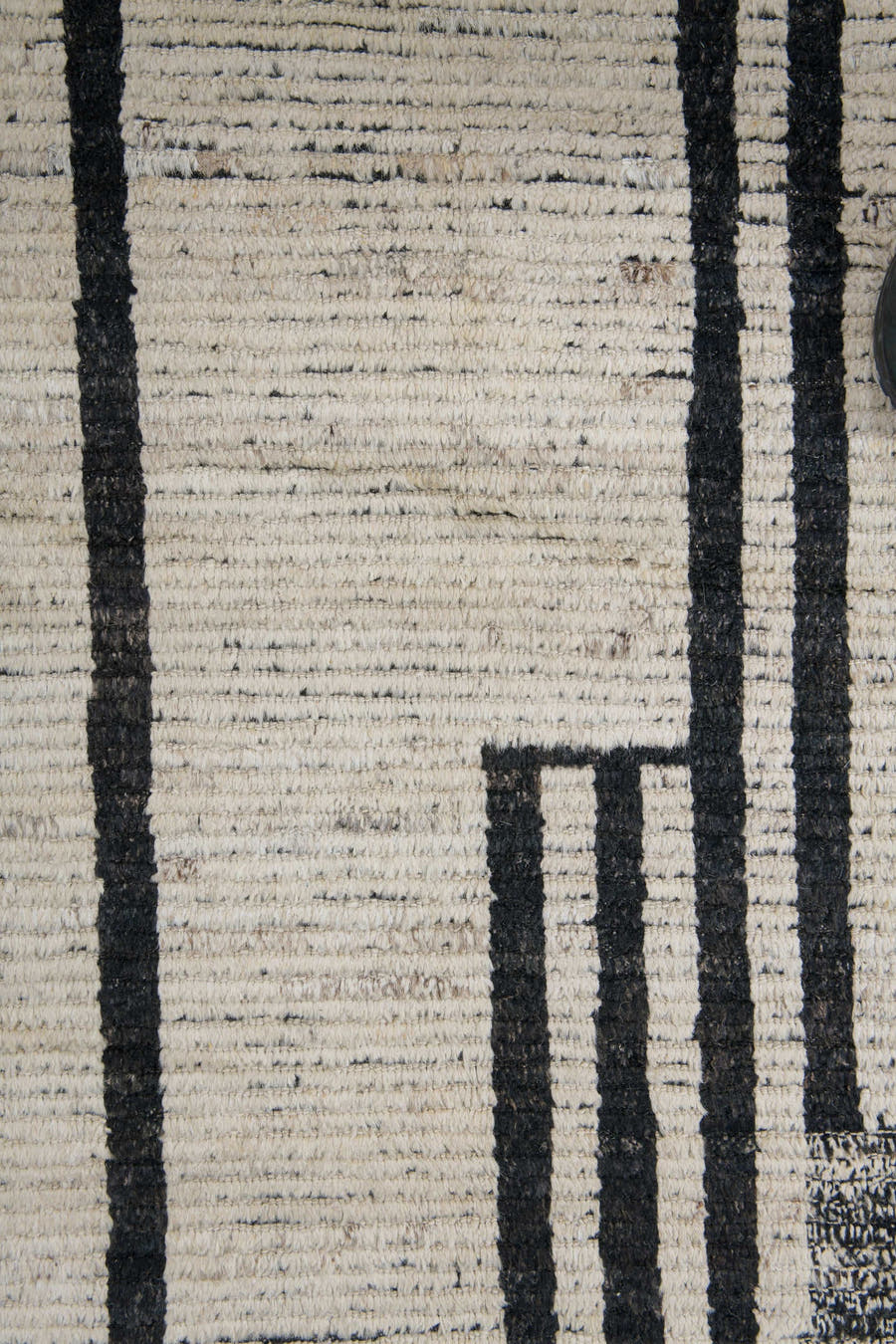 10' x 13' one-of-a-kind handmade vintage Tulu large size rug. Color palette: ivory, charcoal, gray, black