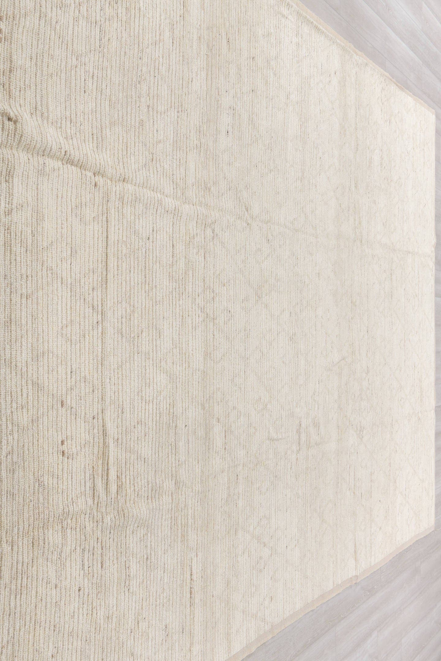 8' x 12' one-of-a-kind handmade vintage Tulu large size rug. Color palette: ivory, cream, beige, taupe, gray