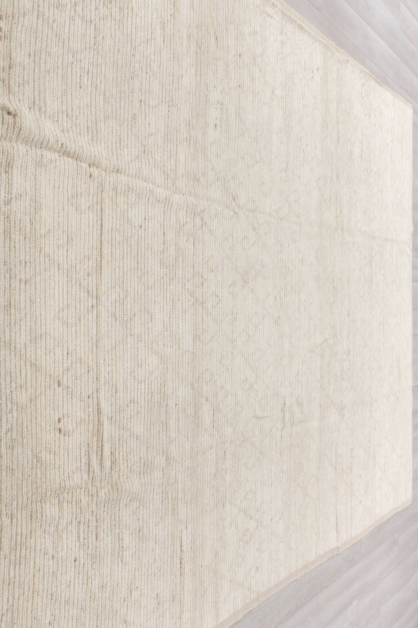 8' x 12' one-of-a-kind handmade vintage Tulu large size rug. Color palette: ivory, cream, beige, taupe, gray
