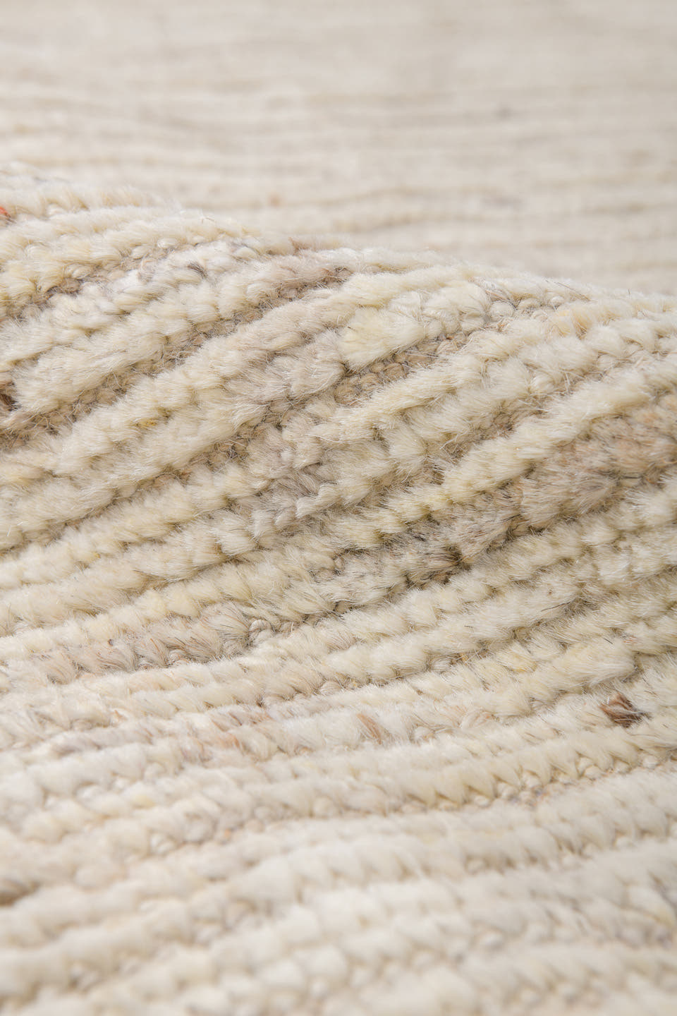 8' x 12' one-of-a-kind handmade vintage Tulu large size rug. Color palette: ivory, cream, beige, taupe, gray