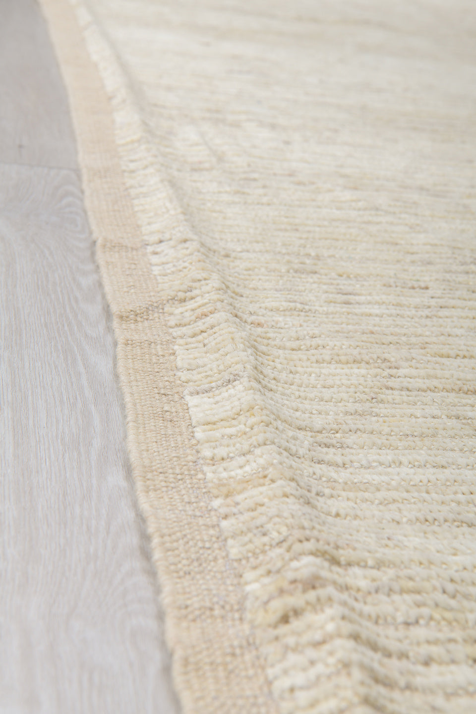 8' x 12' one-of-a-kind handmade vintage Tulu large size rug. Color palette: ivory, cream, beige, taupe, gray