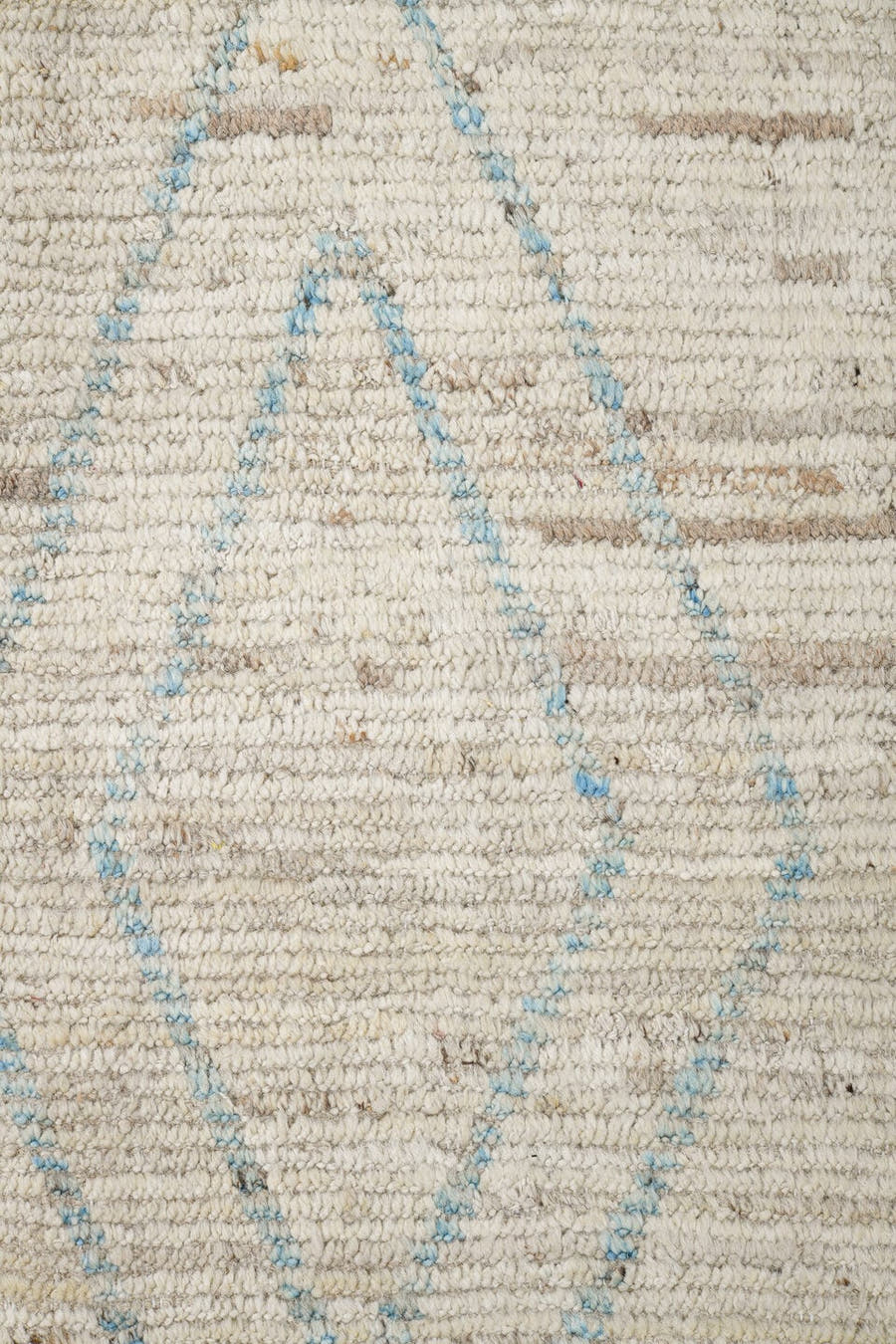 5' x 18' one-of-a-kind handmade vintage Tulu rug. Color palette: ivory, sky blue, beige, cream, taupe, light blue, gray