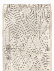 10' x 14' one-of-a-kind handmade vintage Tulu large size rug. Color palette: ivory, taupe, charcoal, brown, beige, gray
