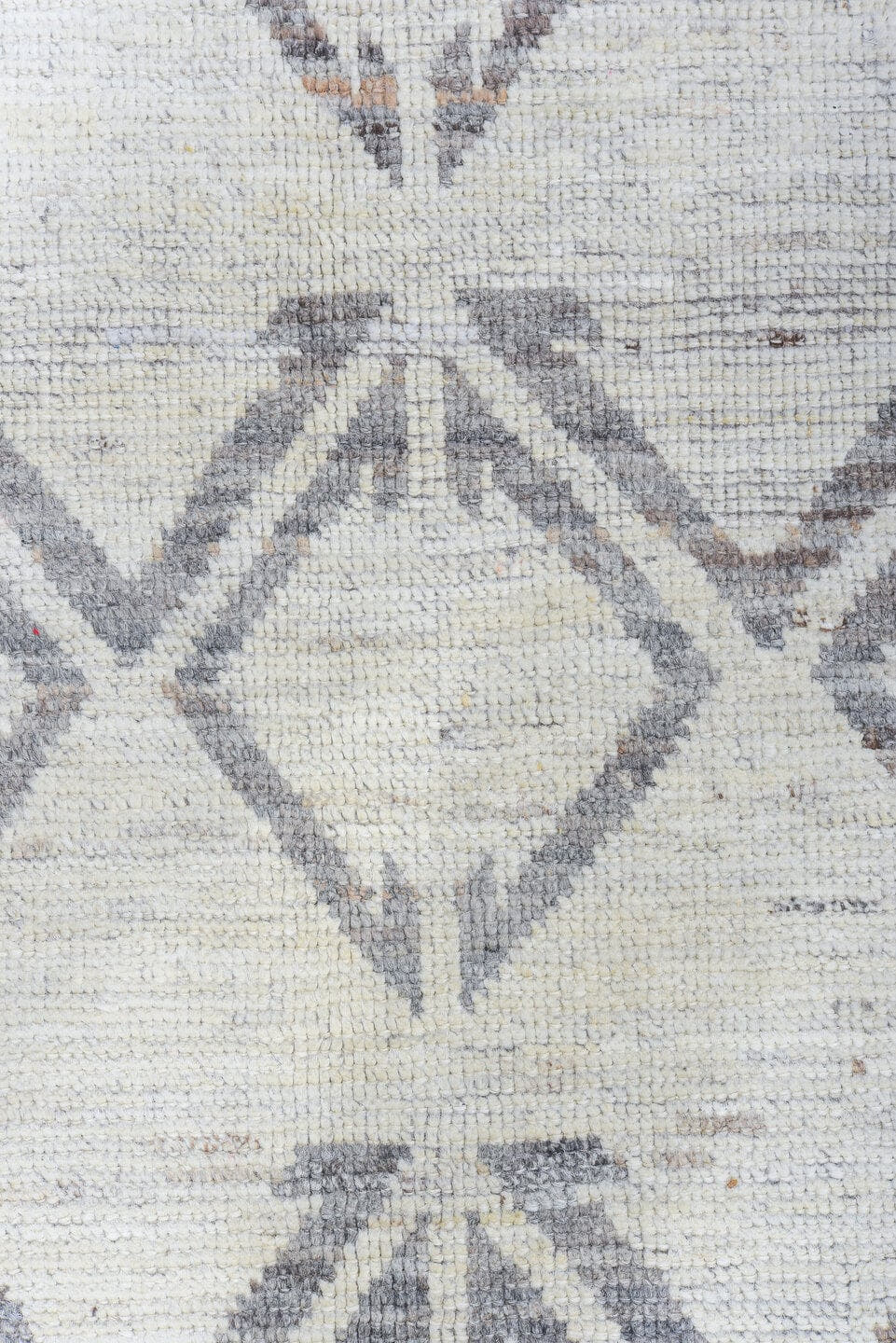 5' x 11' one-of-a-kind handmade vintage Tulu rug. Color palette: ivory, gray, taupe, beige