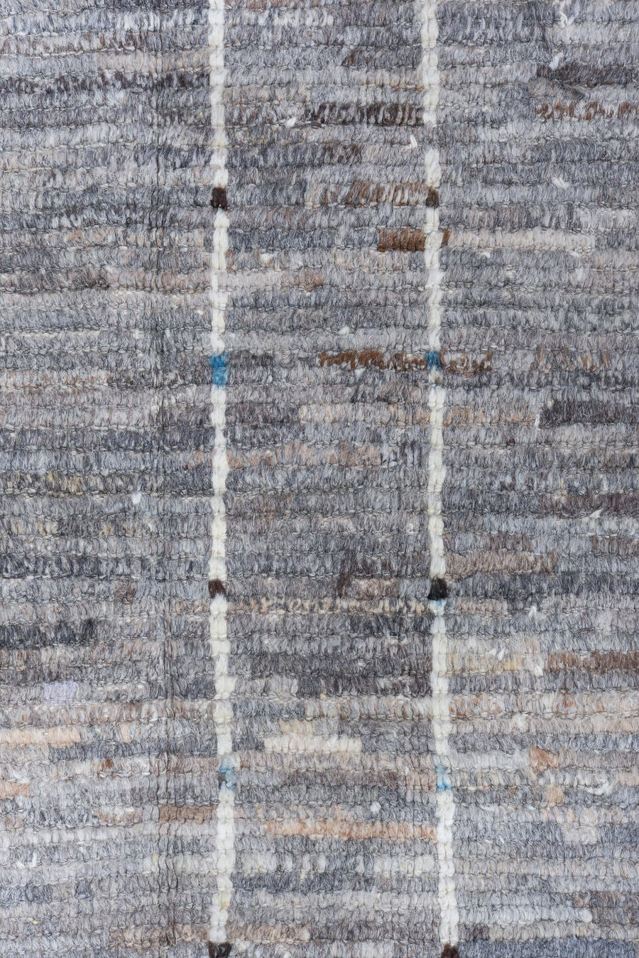 6' x 9' one-of-a-kind handmade vintage Tulu medium size rug. Color palette: gray, ivory, taupe, slate, charcoal, camel