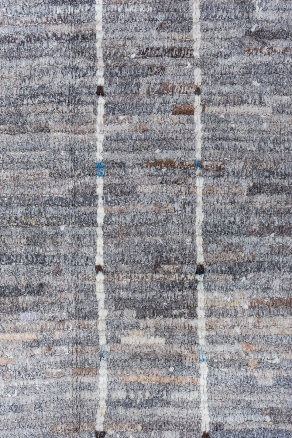 6' x 9' one-of-a-kind handmade vintage Tulu medium size rug. Color palette: gray, ivory, taupe, slate, charcoal, camel