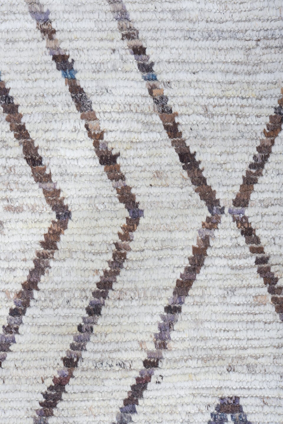 10' x 14' one-of-a-kind handmade vintage Tulu large size rug. Color palette: ivory, taupe, brown, charcoal, beige, gray