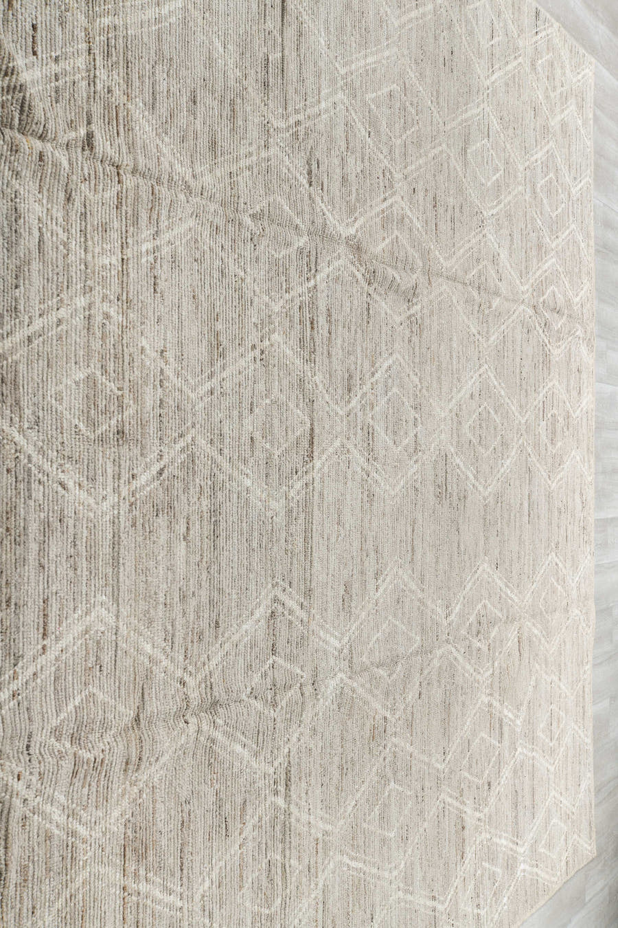 10' x 13' one-of-a-kind handmade vintage Tulu large size rug. Color palette: ivory, beige, cream, taupe, camel, gray