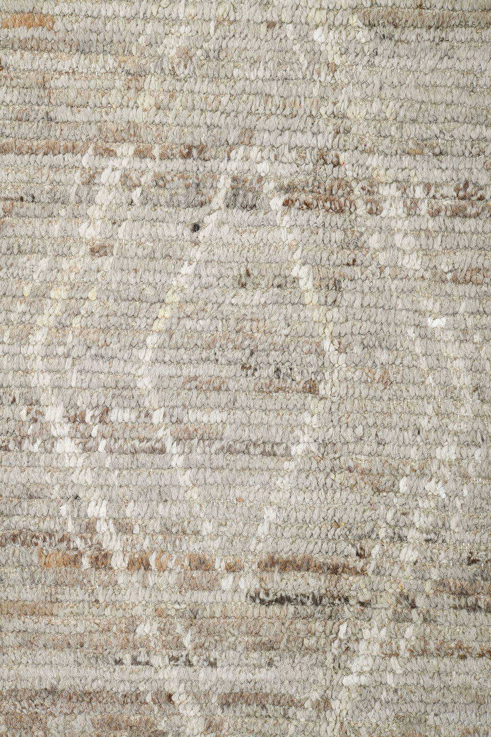 10' x 13' one-of-a-kind handmade vintage Tulu large size rug. Color palette: ivory, beige, cream, taupe, camel, gray
