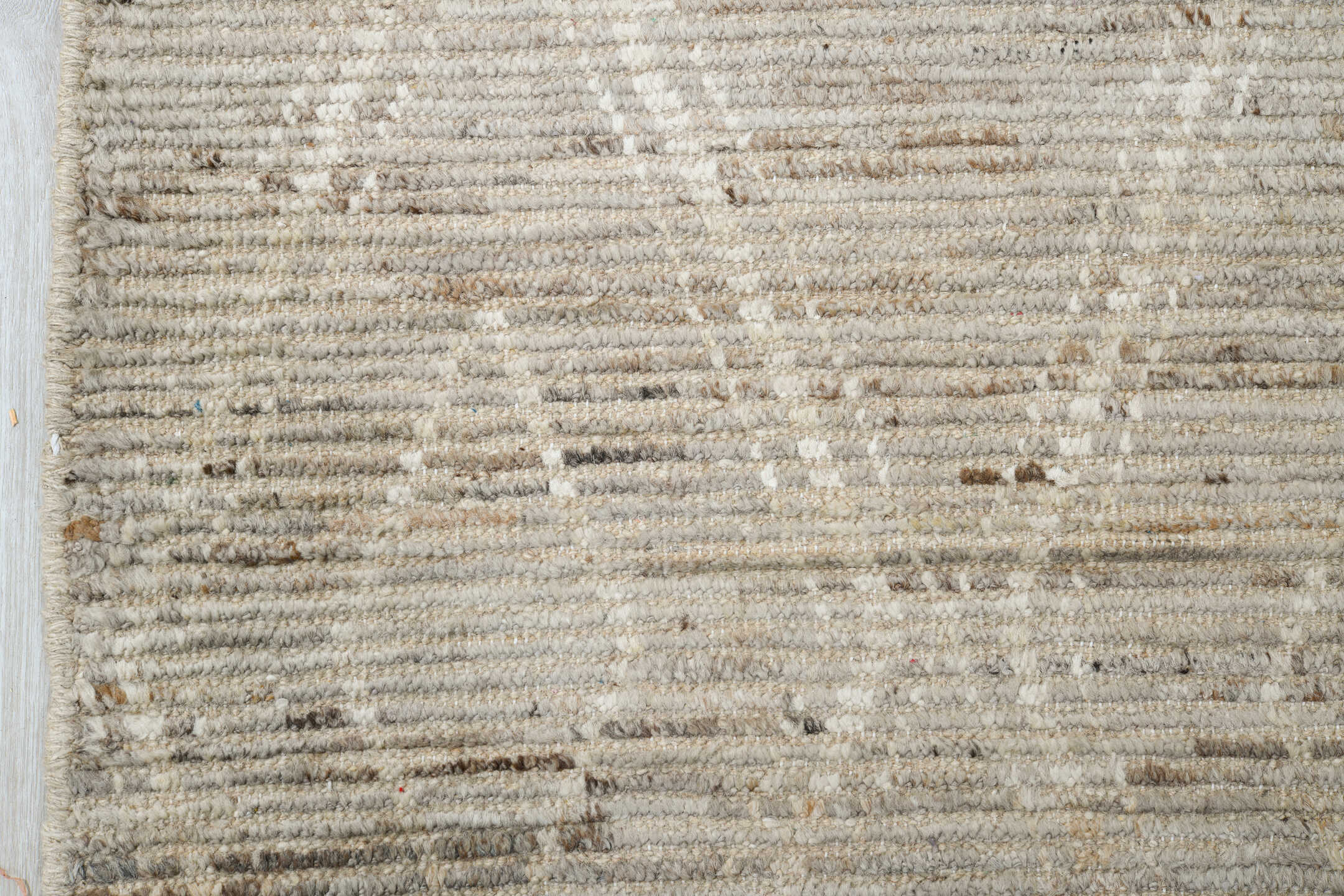 10' x 13' one-of-a-kind handmade vintage Tulu large size rug. Color palette: ivory, beige, cream, taupe, camel, gray