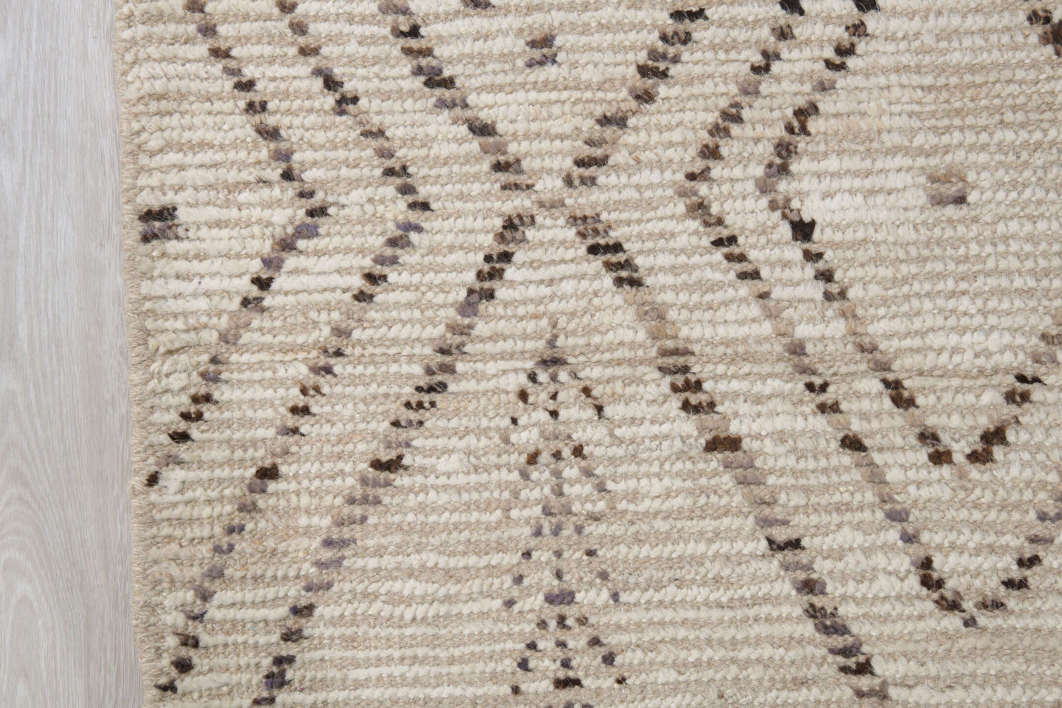 10' x 14' one-of-a-kind handmade vintage Tulu large size rug. Color palette: ivory, taupe, charcoal, cream, beige, gray