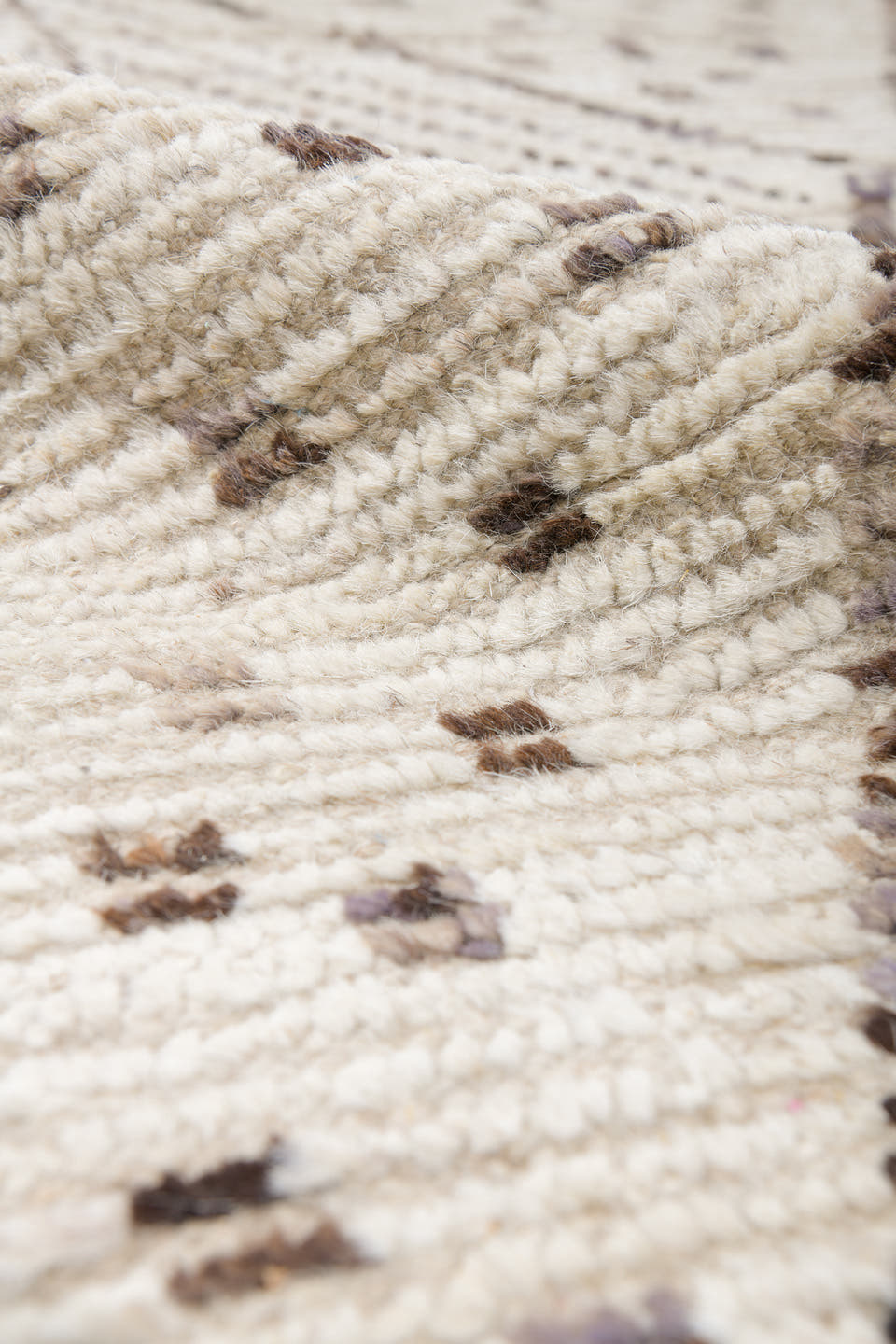 10' x 14' one-of-a-kind handmade vintage Tulu large size rug. Color palette: ivory, taupe, charcoal, cream, beige, gray