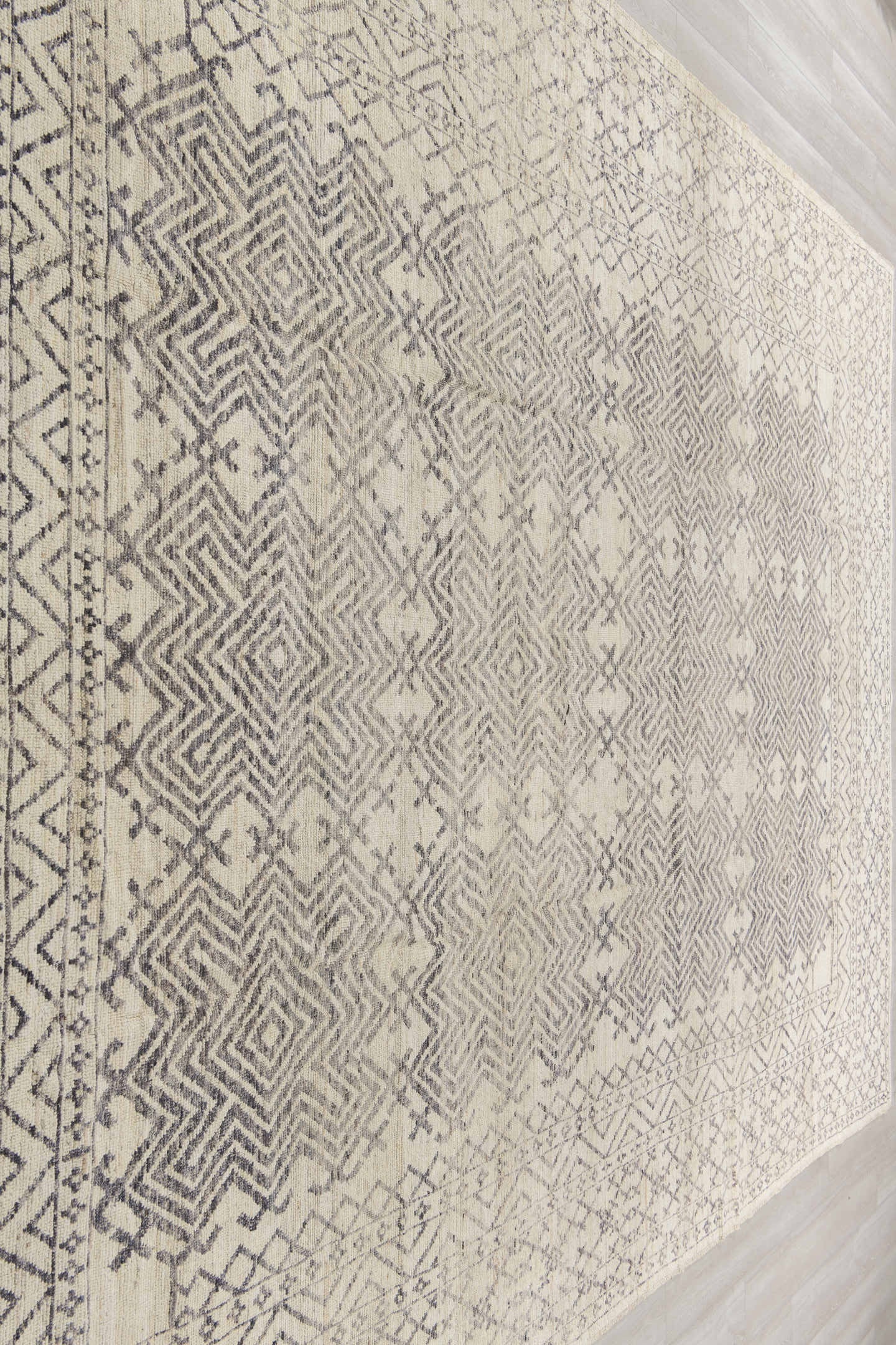 10' x 14' one-of-a-kind handmade vintage Khorassan large size rug. Color palette: ivory, charcoal, taupe, gray, cream, black