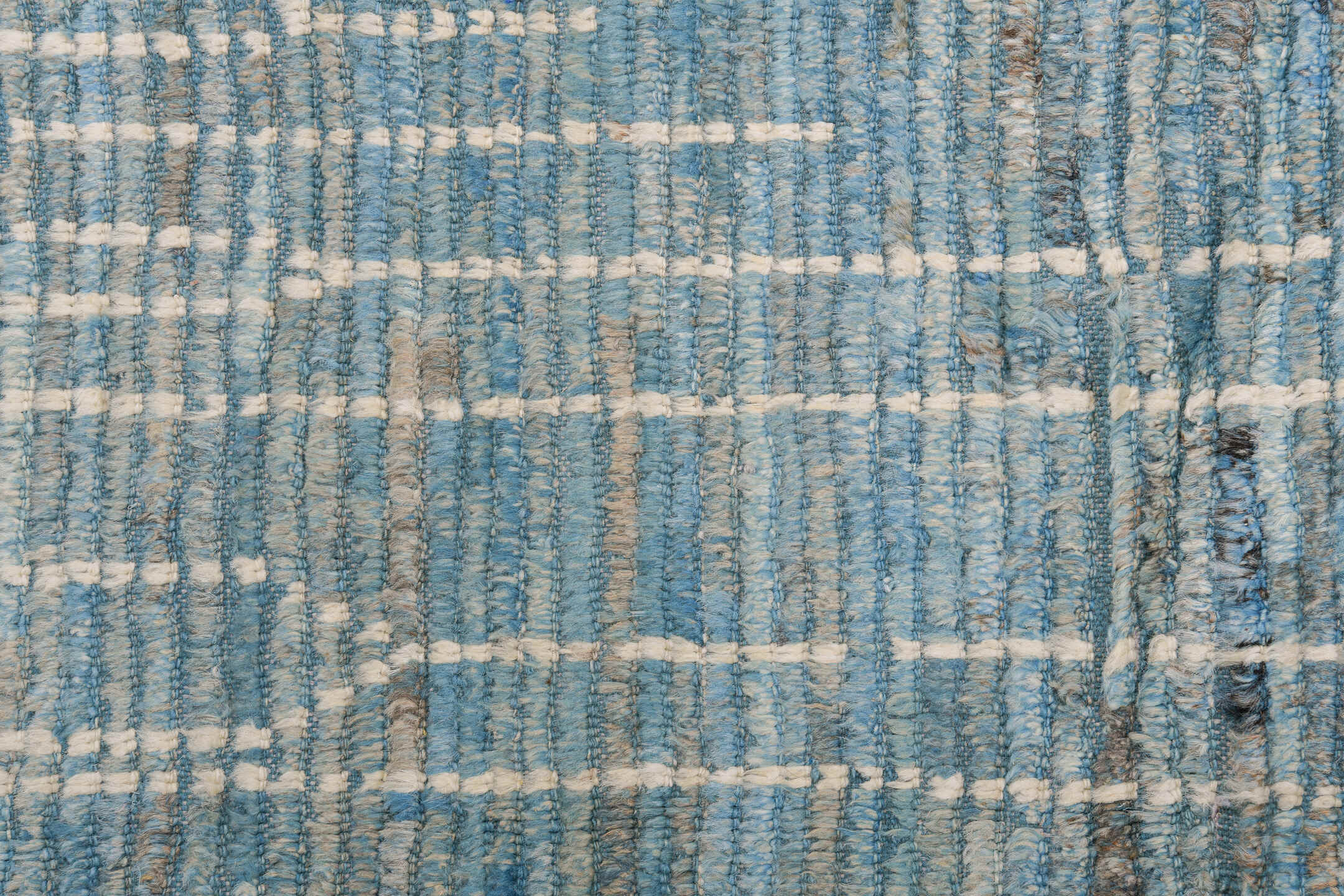 9' x 11' one-of-a-kind handmade vintage Tulu large size rug. Color palette: pale blue, ivory, cream, taupe, slate