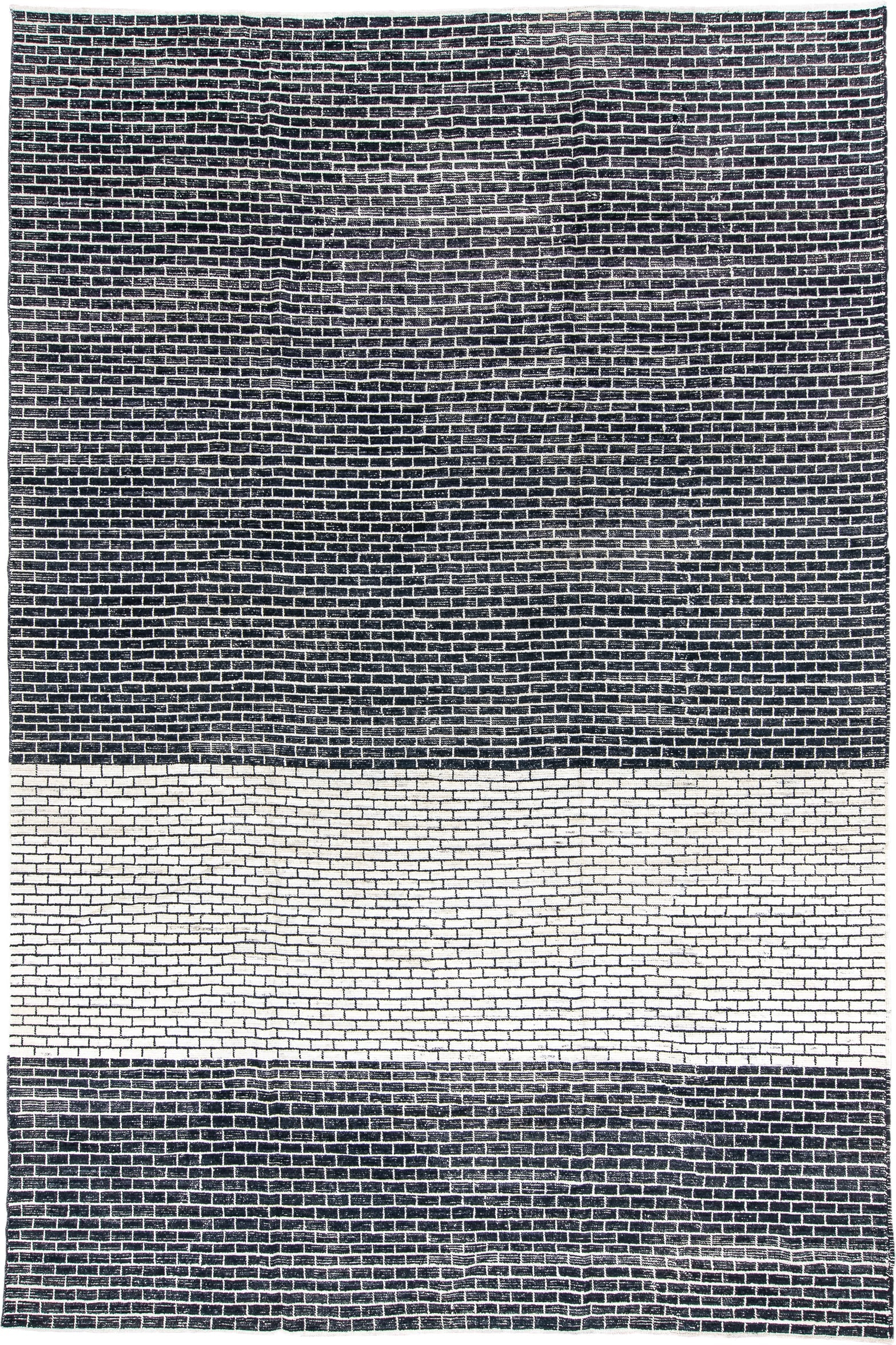 9' x 14' one-of-a-kind handmade vintage Tulu large size rug. Color palette: charcoal, ivory, gray, black