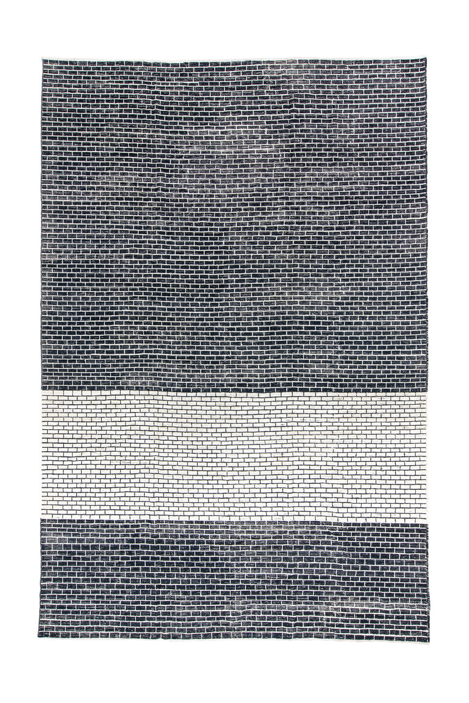 9' x 14' one-of-a-kind handmade vintage Tulu large size rug. Color palette: black, blue, dark gray, gainsboro, gray