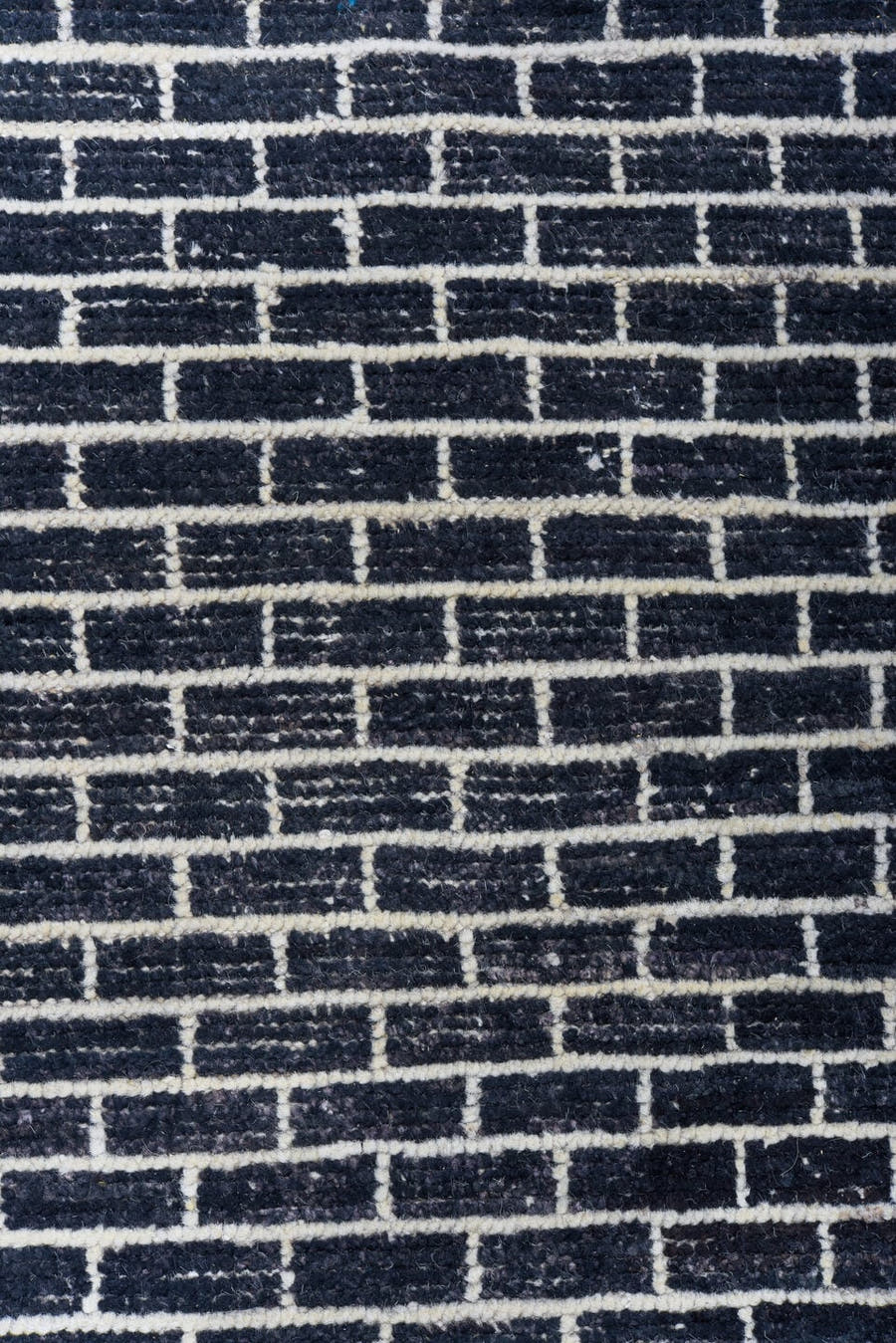 9' x 14' one-of-a-kind handmade vintage Tulu large size rug. Color palette: charcoal, ivory, gray, black