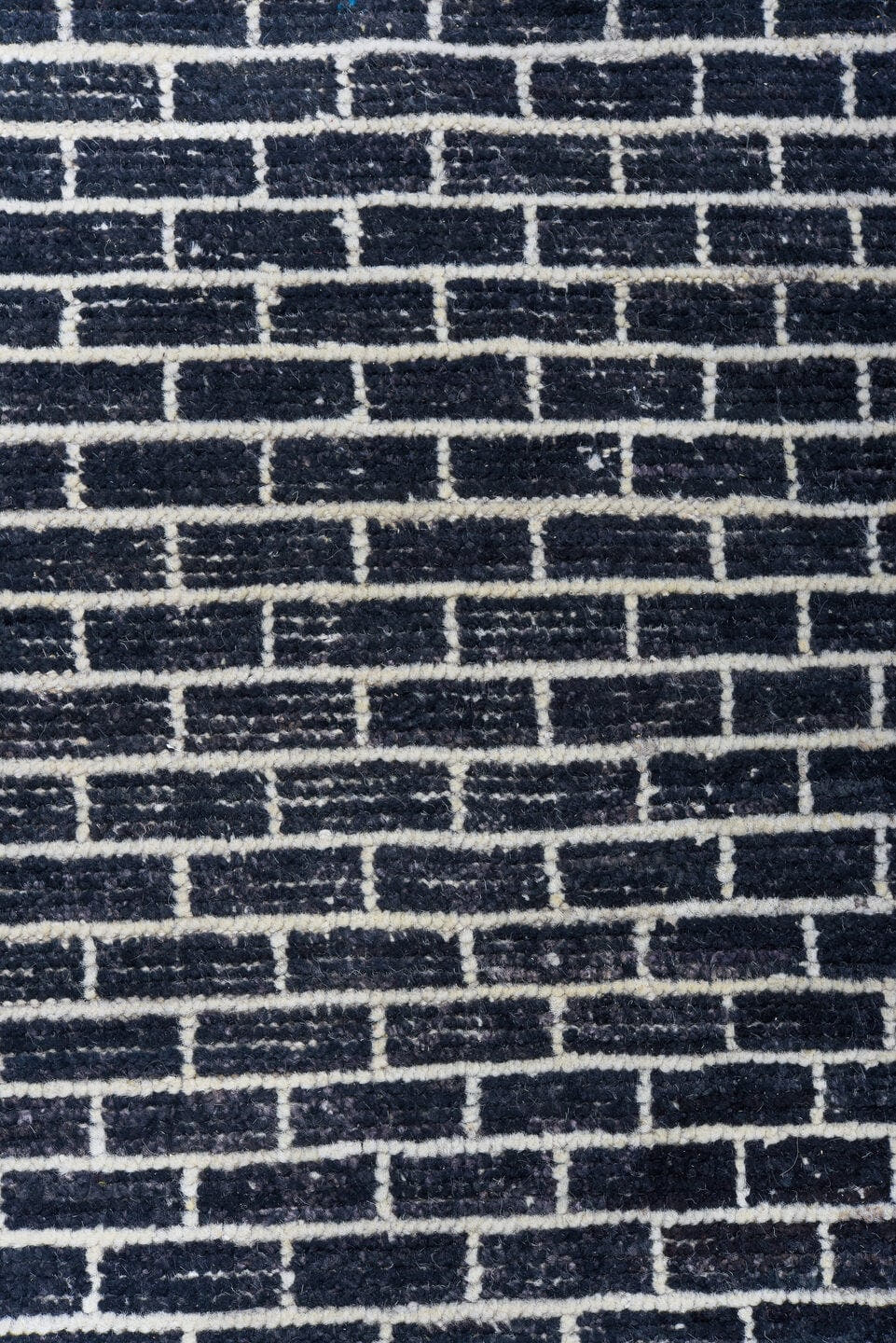 9' x 14' one-of-a-kind handmade vintage Tulu large size rug. Color palette: charcoal, ivory, gray, black