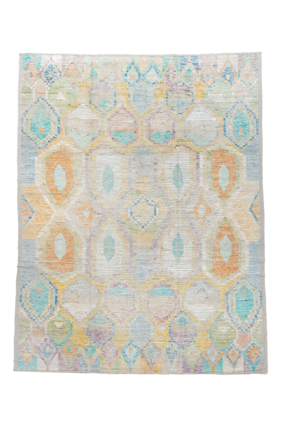 9' x 12' one-of-a-kind handmade vintage Tulu large size rug. Color palette: black, blue, brown, burlywood, dark gray