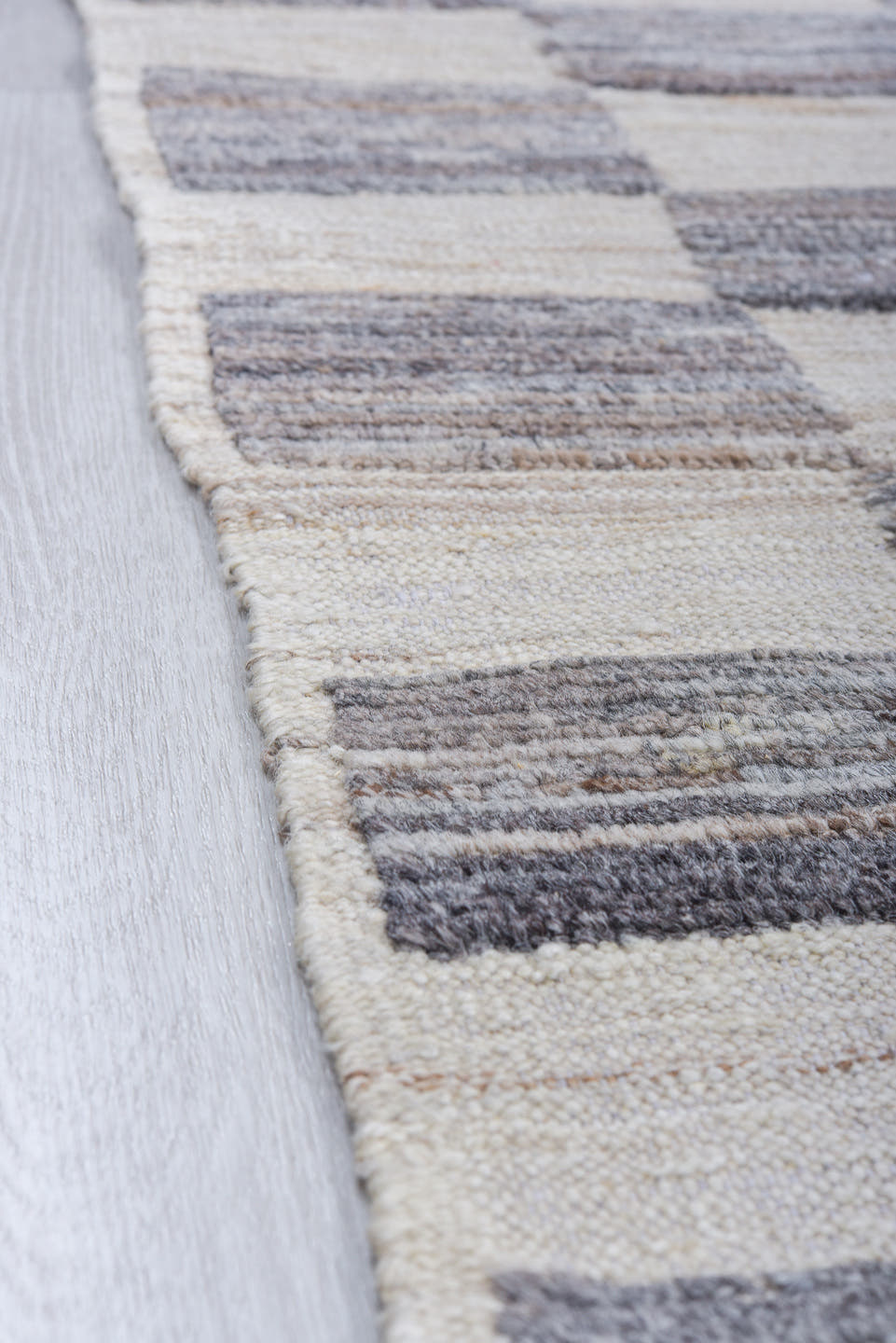 6' x 9' one-of-a-kind handmade vintage Tulu medium size rug. Color palette: ivory, slate, gray, charcoal, taupe, black