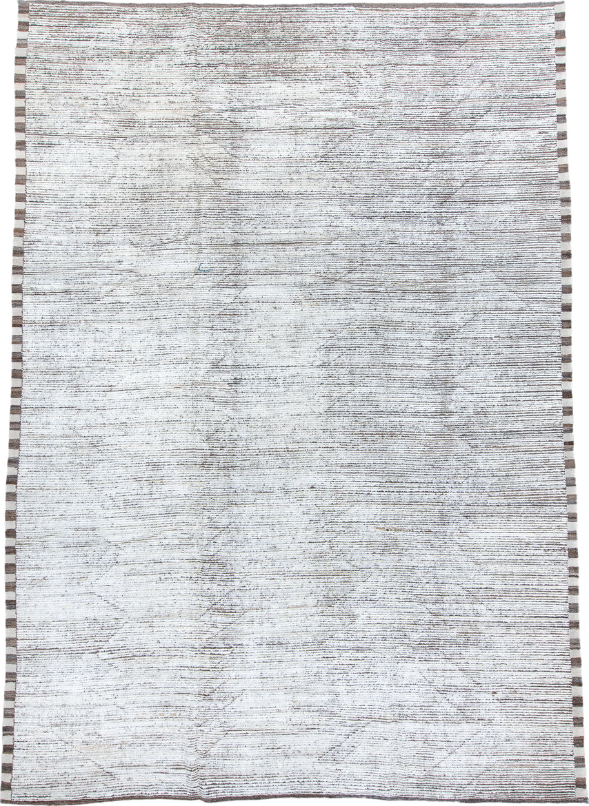 10' x 14' one-of-a-kind handmade vintage Tulu large size rug. Color palette: black, charcoal, dark gray, gainsboro, gray
