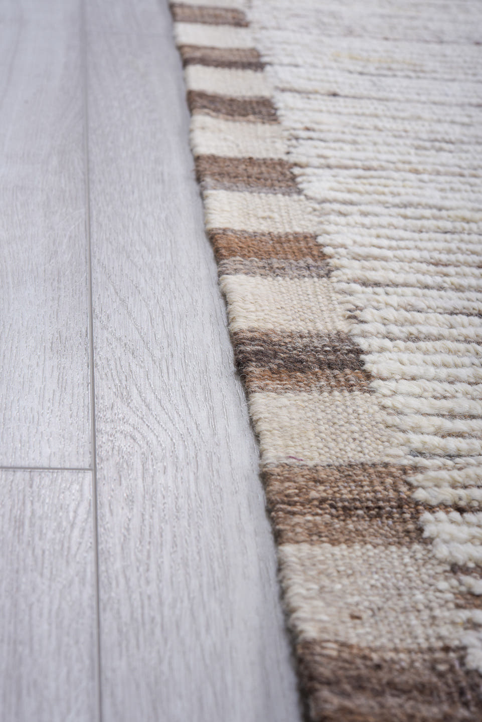 10' x 14' one-of-a-kind handmade vintage Tulu large size rug. Color palette: ivory, taupe, brown, gray, beige