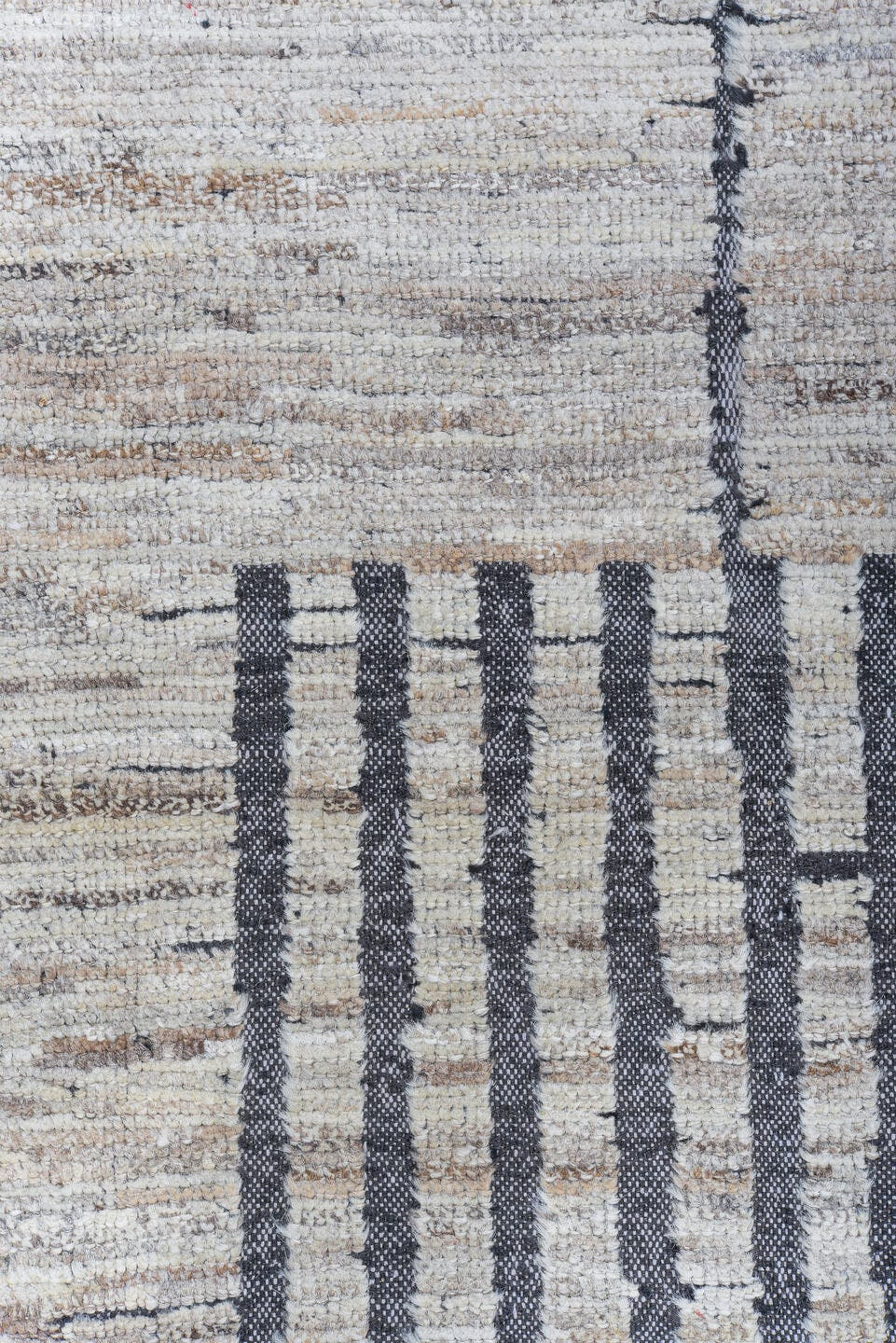 9' x 11' one-of-a-kind handmade vintage Tulu large size rug. Color palette: ivory, taupe, charcoal, cream, beige, gray