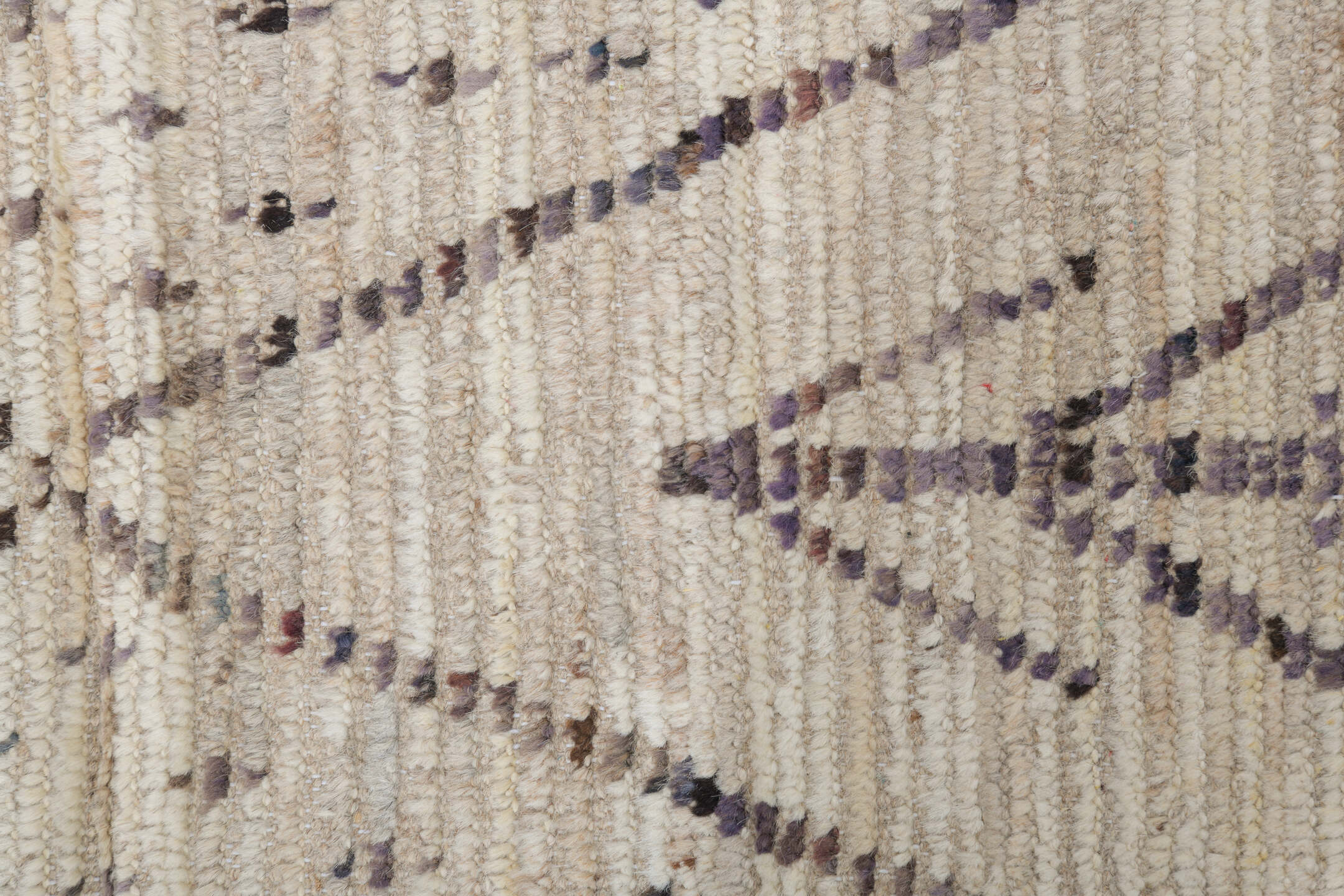 9' x 14' one-of-a-kind handmade vintage Tulu large size rug. Color palette: gray, light gray, linen, off-white, pink, silver