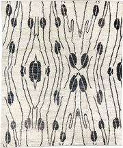 8' x 10' one-of-a-kind handmade vintage Tulu large size rug. Color palette: ivory, charcoal, cream, gray, black