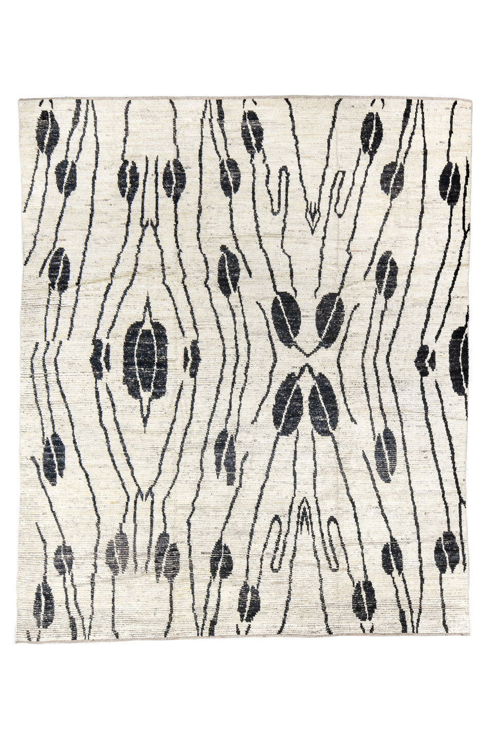 8' x 10' one-of-a-kind handmade vintage Tulu large size rug. Color palette: black, blue, charcoal, dark gray, dim gray