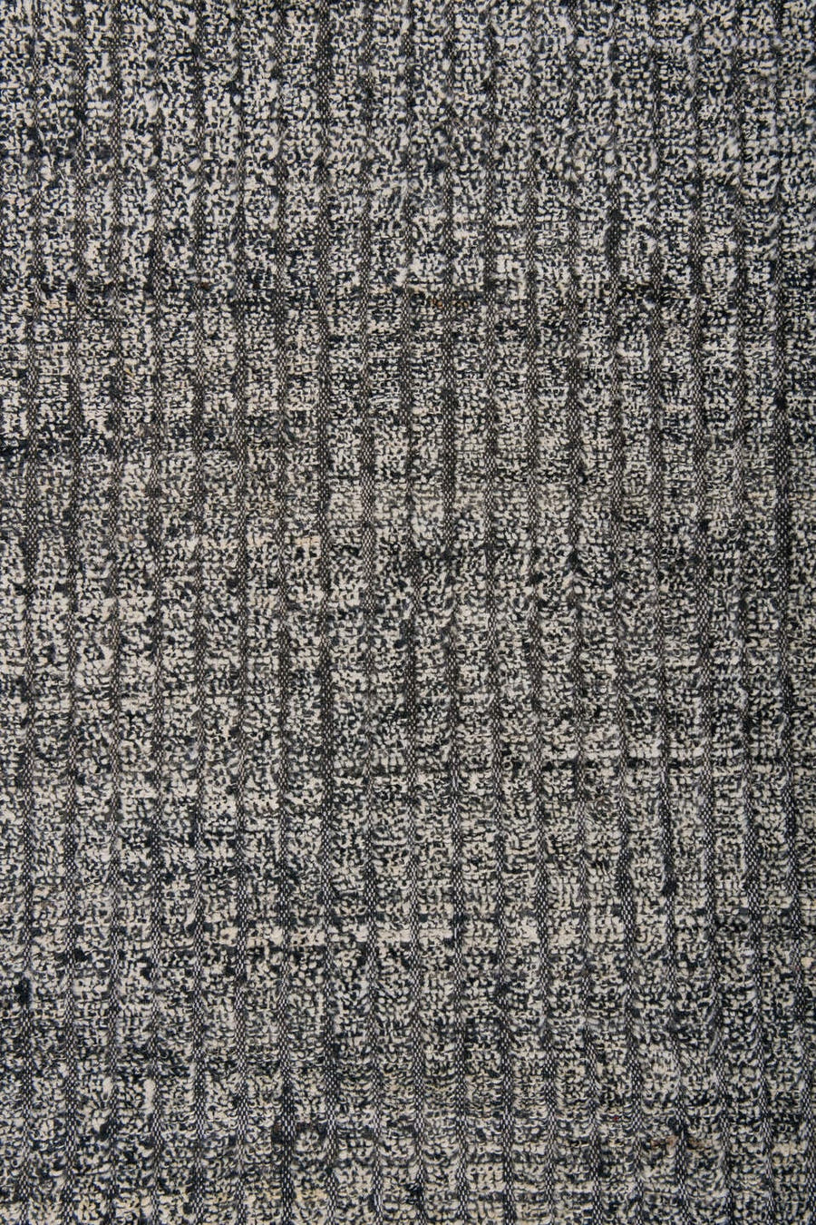 9' x 11' one-of-a-kind handmade vintage Tulu large size rug. Color palette: ivory, charcoal, taupe, slate, cream, black