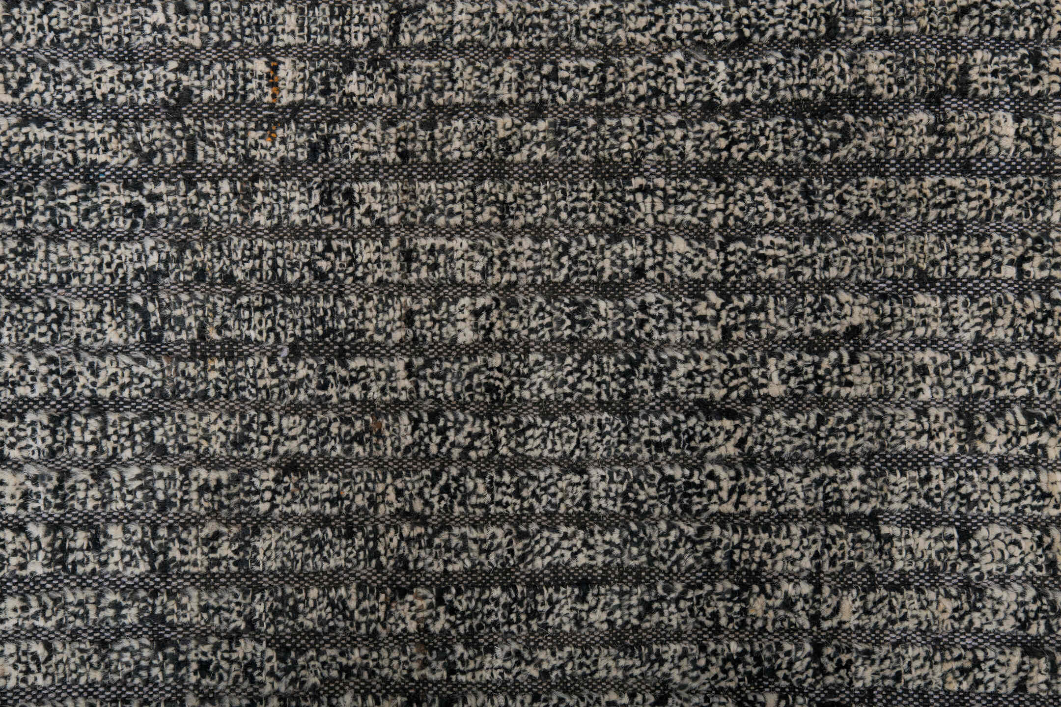9' x 11' one-of-a-kind handmade vintage Tulu large size rug. Color palette: ivory, charcoal, taupe, slate, cream, black