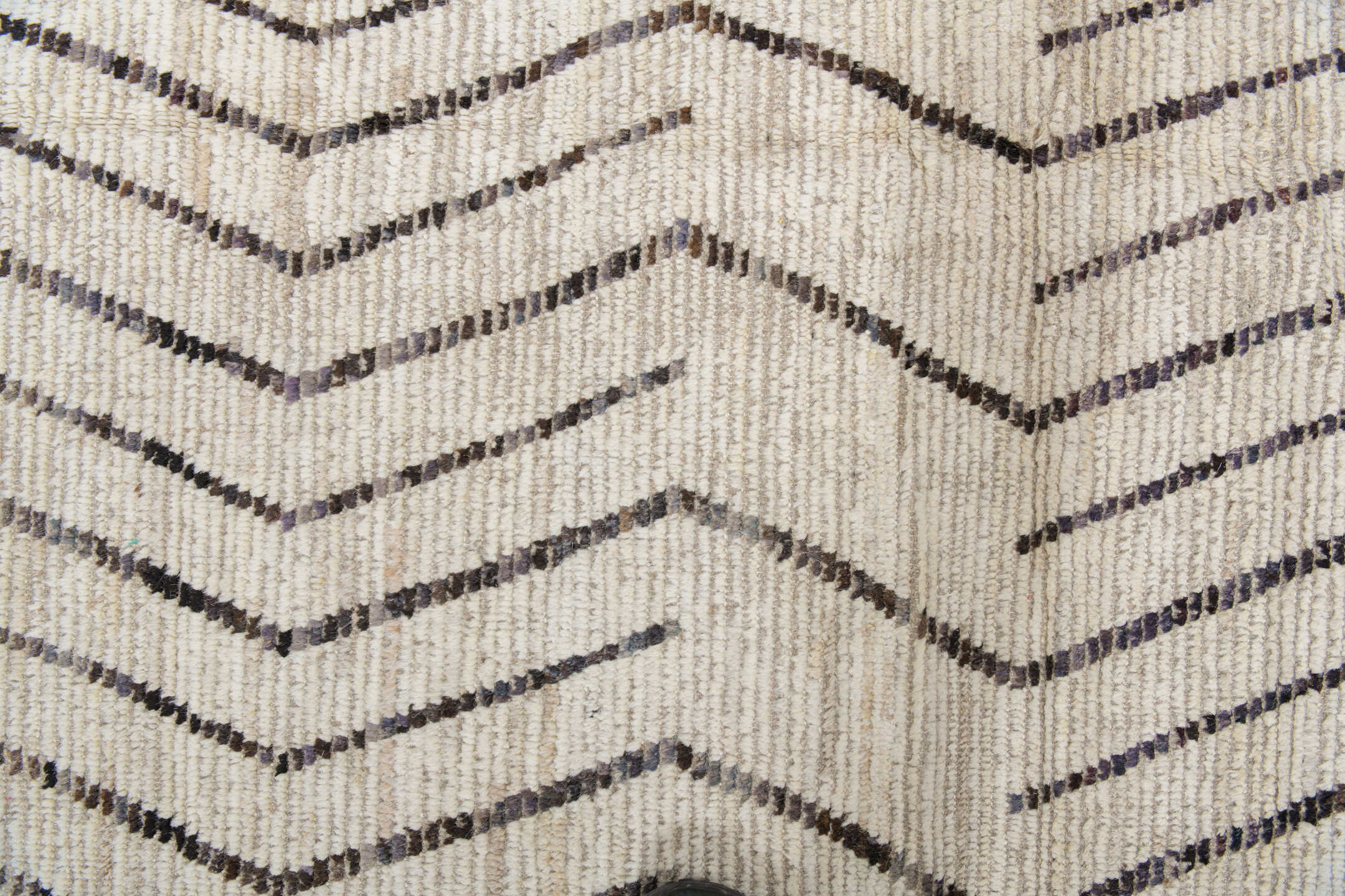 10' x 13' one-of-a-kind handmade vintage Tulu large size rug. Color palette: ivory, charcoal, cream, taupe, black, gray