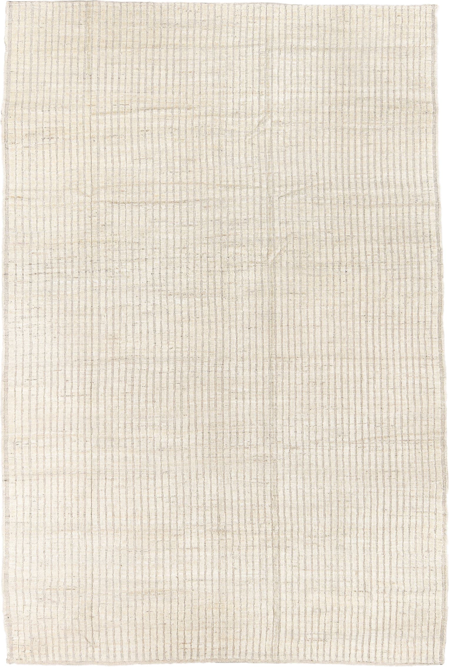 7' x 11' one-of-a-kind handmade vintage Tulu large size rug. Color palette: ivory, cream, beige, taupe, gray