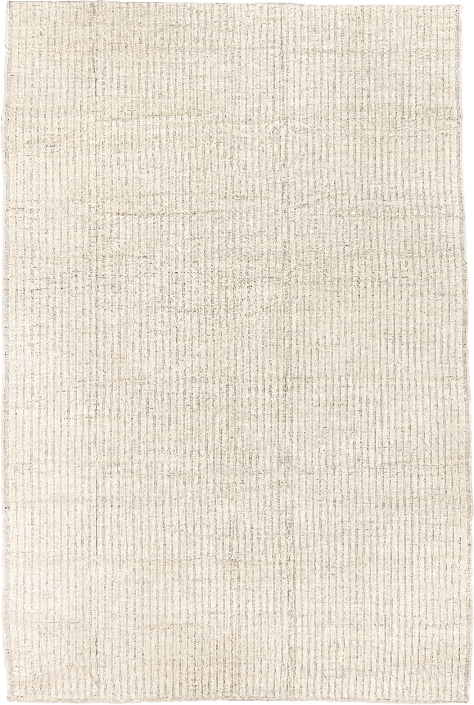 7' x 11' one-of-a-kind handmade vintage Tulu large size rug. Color palette: ivory, cream, beige, taupe, gray