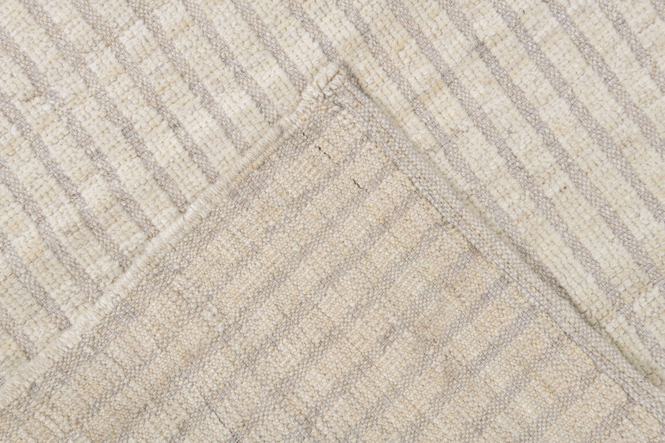 7' x 11' one-of-a-kind handmade vintage Tulu large size rug. Color palette: ivory, cream, beige, taupe, gray