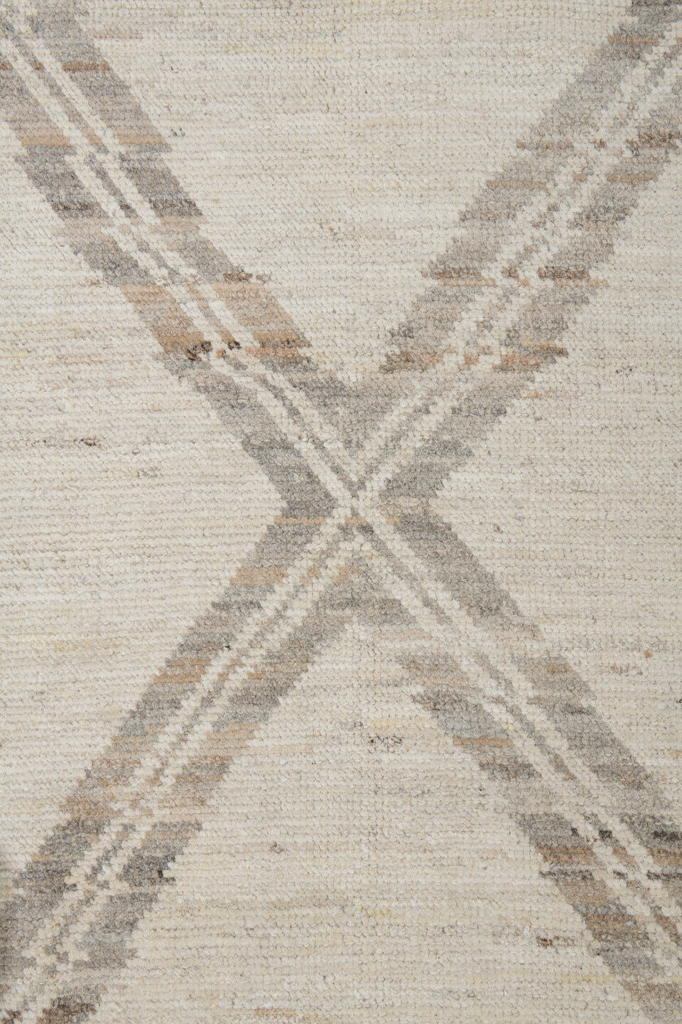 8' x 12' one-of-a-kind handmade vintage Tulu large size rug. Color palette: ivory, taupe, beige, cream, gray