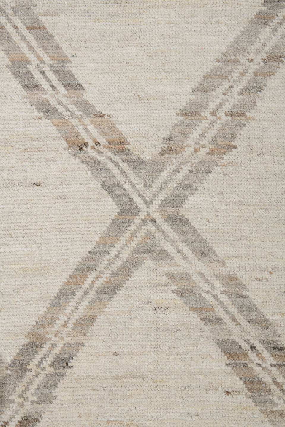 8' x 12' one-of-a-kind handmade vintage Tulu large size rug. Color palette: ivory, taupe, beige, cream, gray