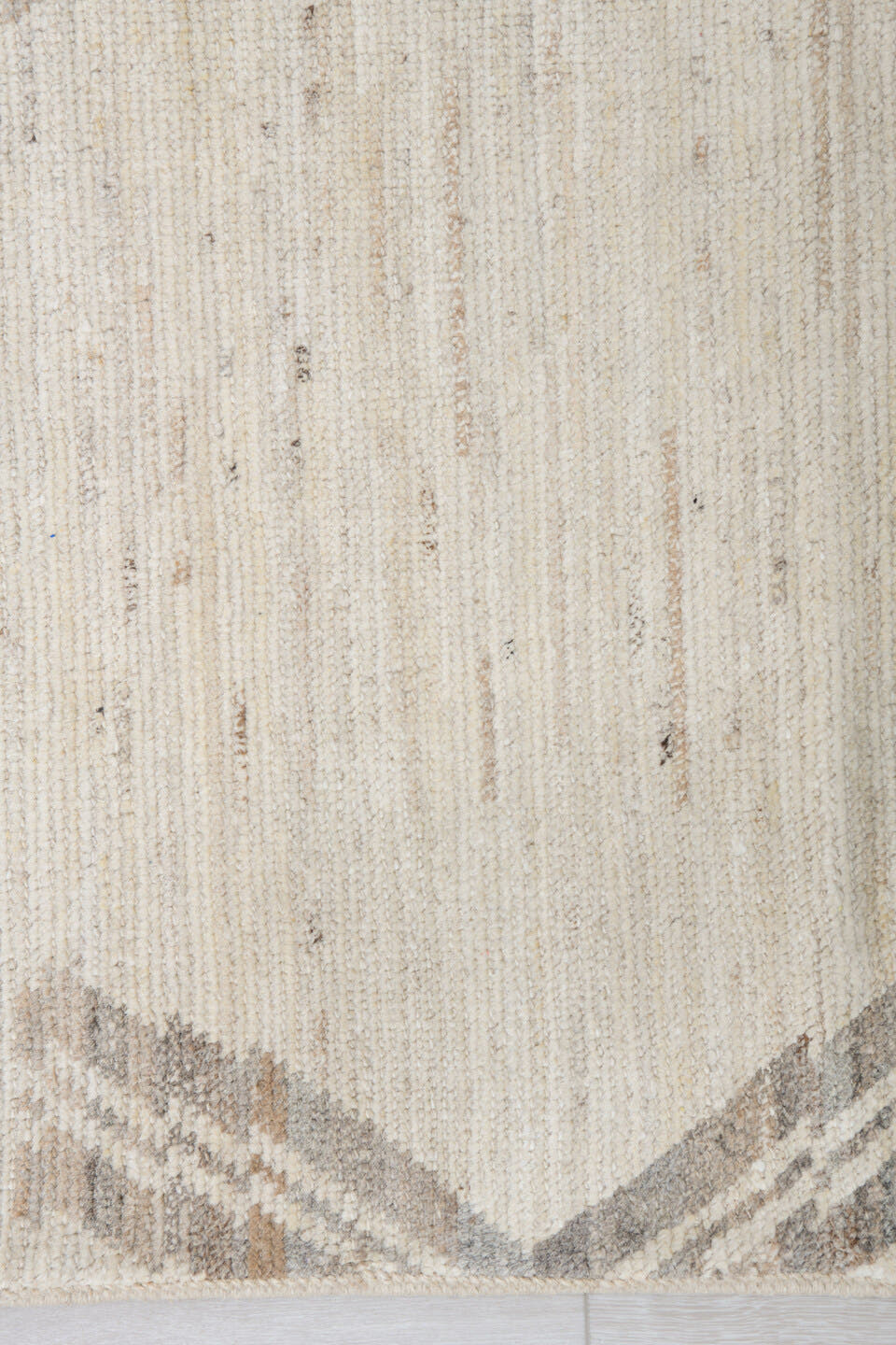 8' x 12' one-of-a-kind handmade vintage Tulu large size rug. Color palette: ivory, taupe, beige, cream, gray