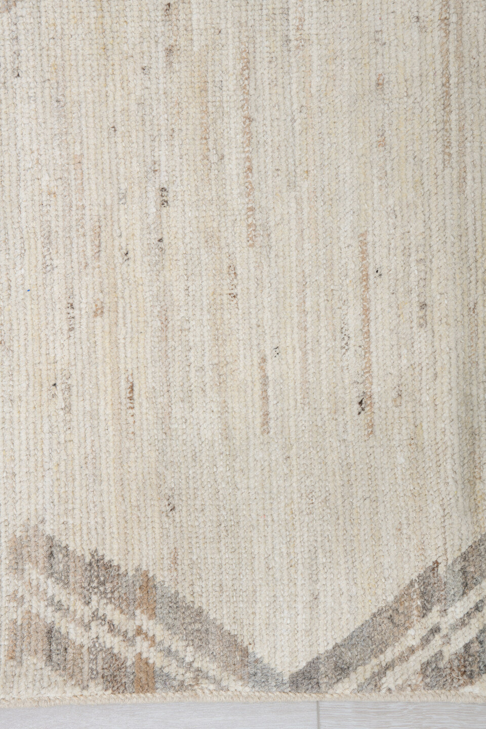 8' x 12' one-of-a-kind handmade vintage Tulu large size rug. Color palette: ivory, taupe, beige, cream, gray