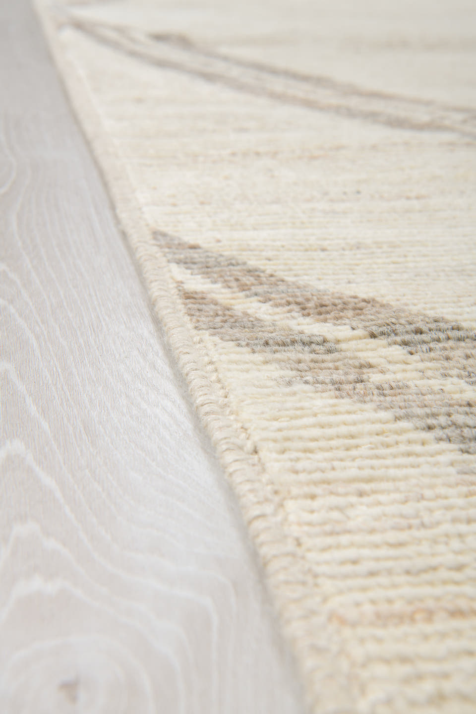 8' x 12' one-of-a-kind handmade vintage Tulu large size rug. Color palette: ivory, taupe, beige, cream, gray