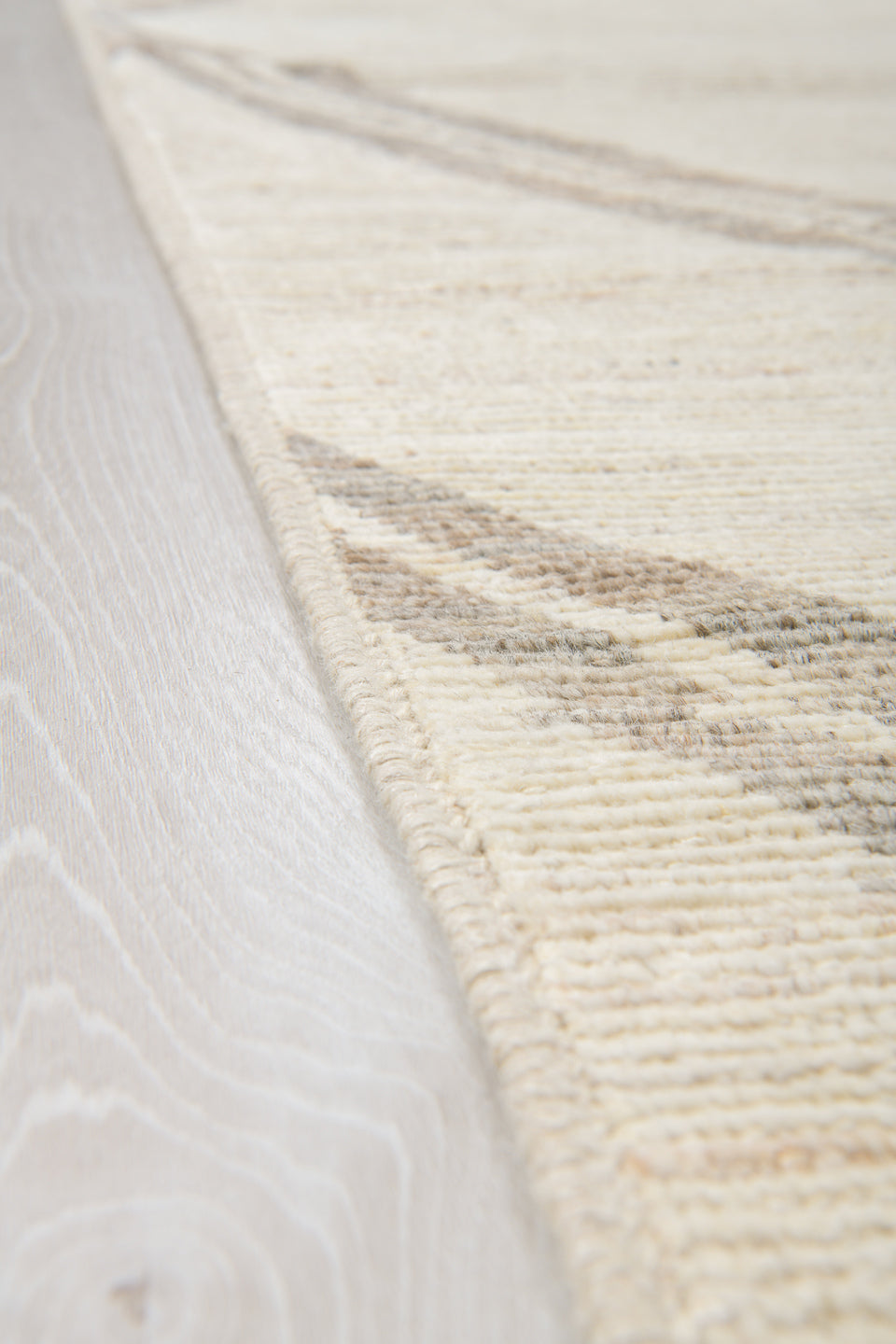 8' x 12' one-of-a-kind handmade vintage Tulu large size rug. Color palette: ivory, taupe, beige, cream, gray