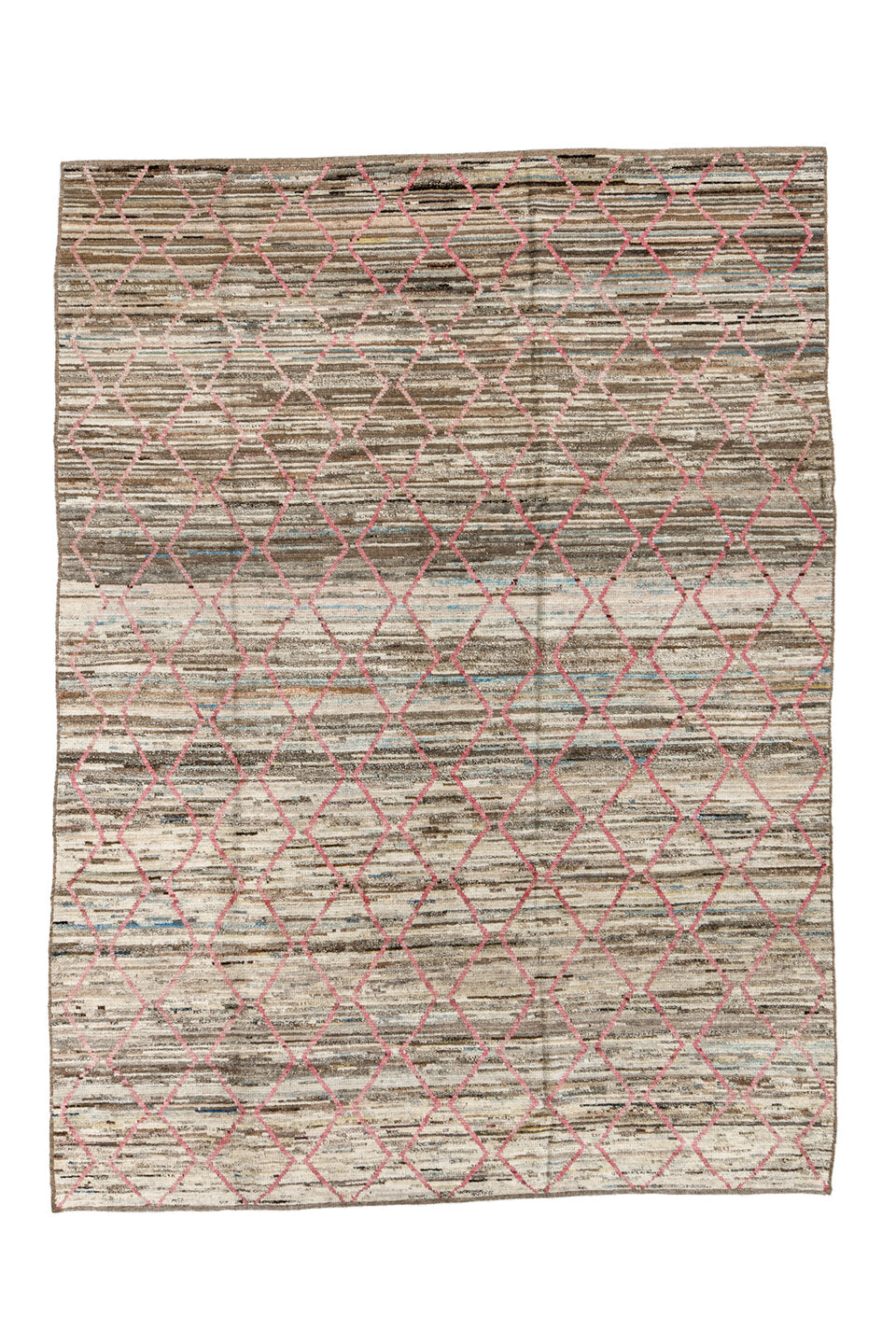 8' x 10' one-of-a-kind handmade vintage Tulu large size rug. Color palette: blue, gray, light blue, light gray, off-white