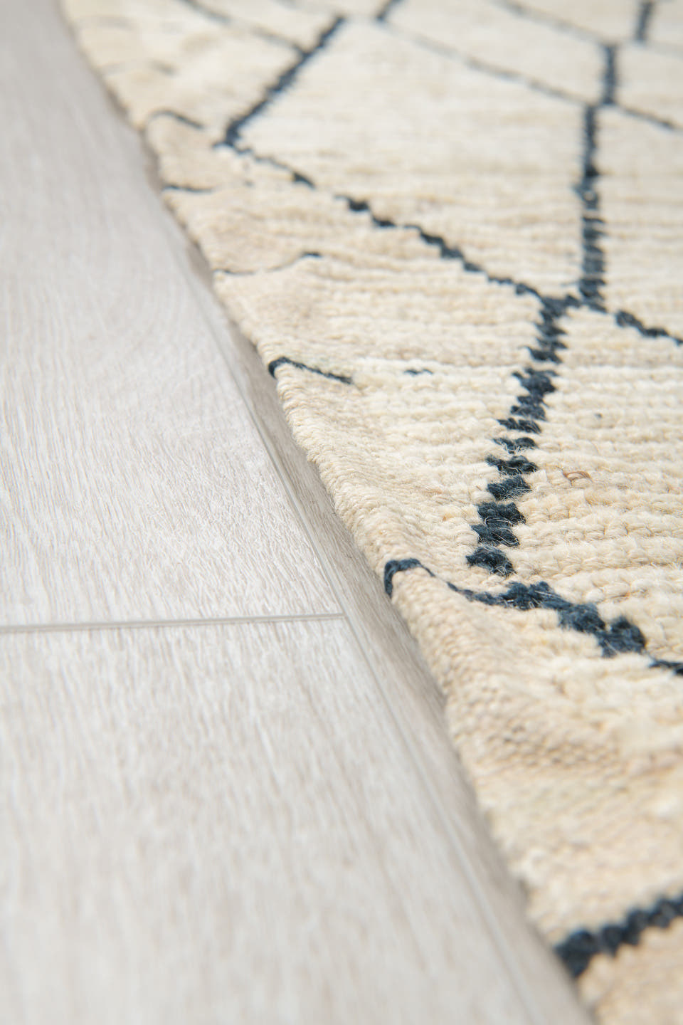 9' x 12' one-of-a-kind handmade vintage Tulu large size rug. Color palette: ivory, charcoal, taupe, cream, slate, gray