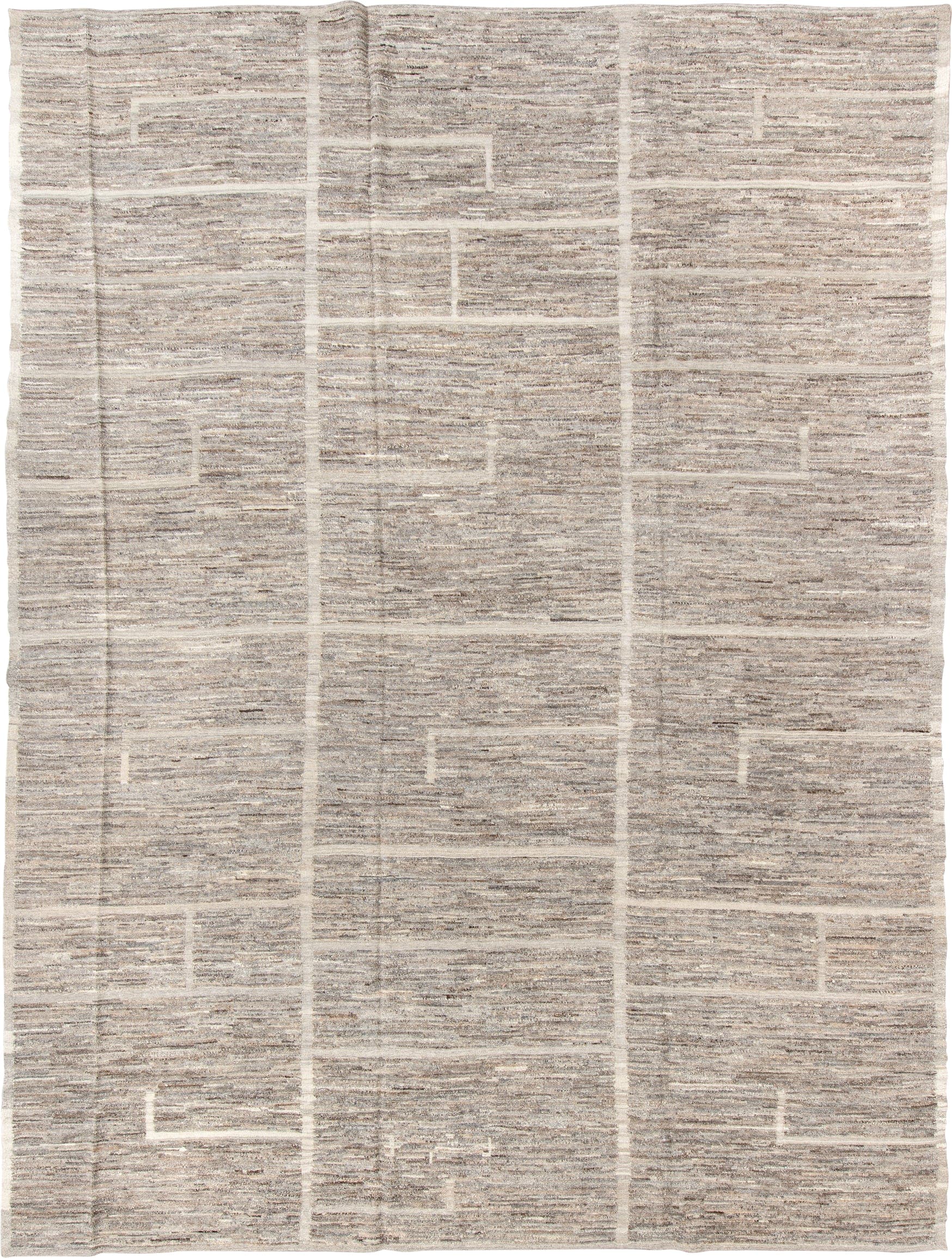 10' x 13' one-of-a-kind handmade vintage Tulu large size rug. Color palette: taupe, ivory, beige, cream, greige, camel, gray