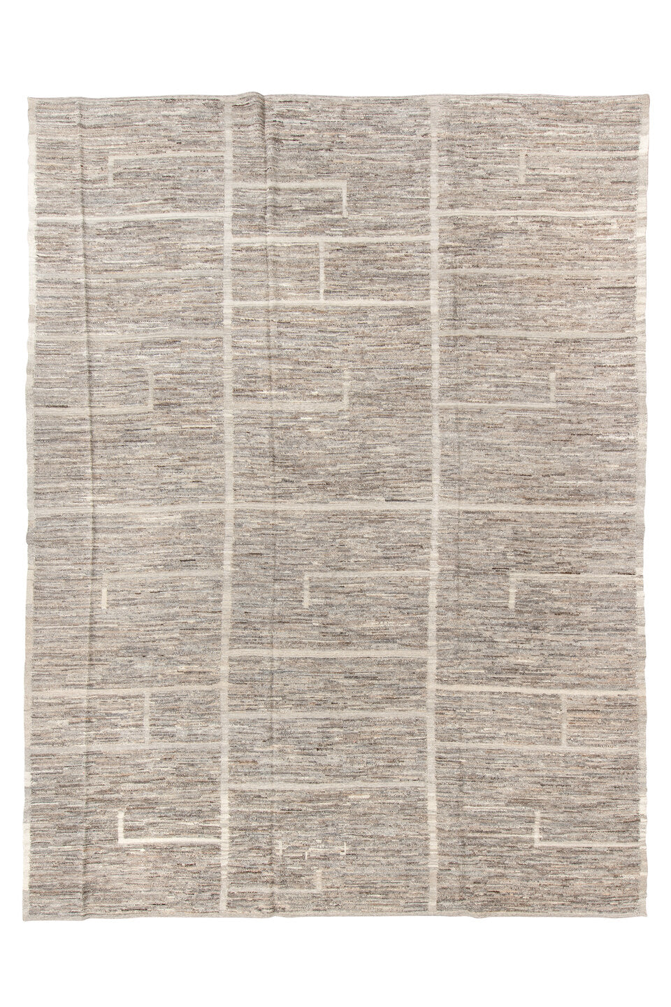 10' x 13' one-of-a-kind handmade vintage Tulu large size rug. Color palette: dark gray, gainsboro, gray, light gray