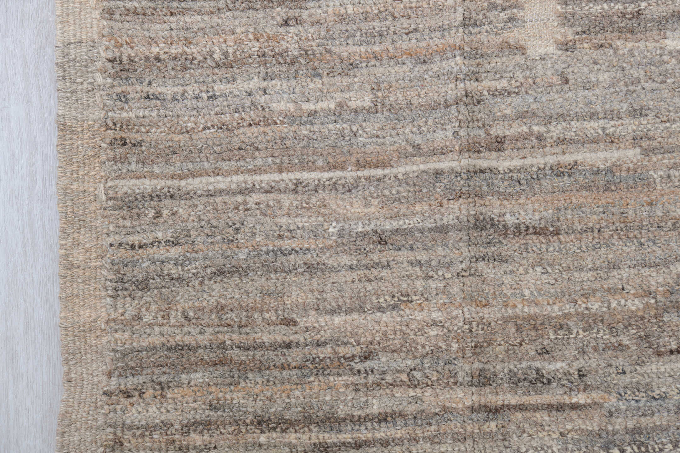10' x 13' one-of-a-kind handmade vintage Tulu large size rug. Color palette: taupe, ivory, beige, cream, greige, camel, gray