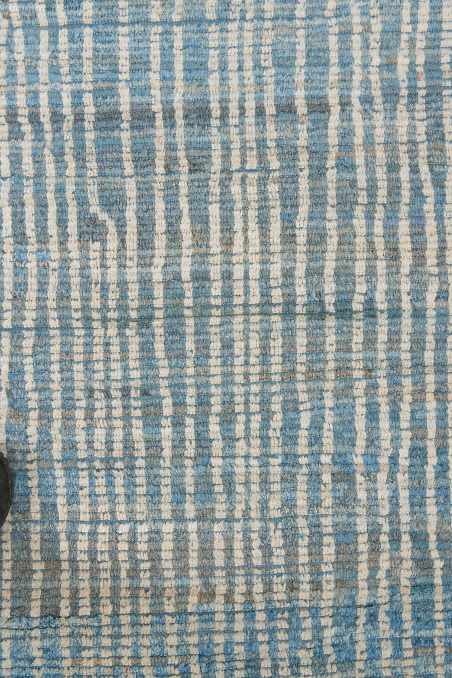 11' x 14' one-of-a-kind handmade vintage Tulu oversize rug. Color palette: blue, ivory, slate, sky blue, gray, light blue