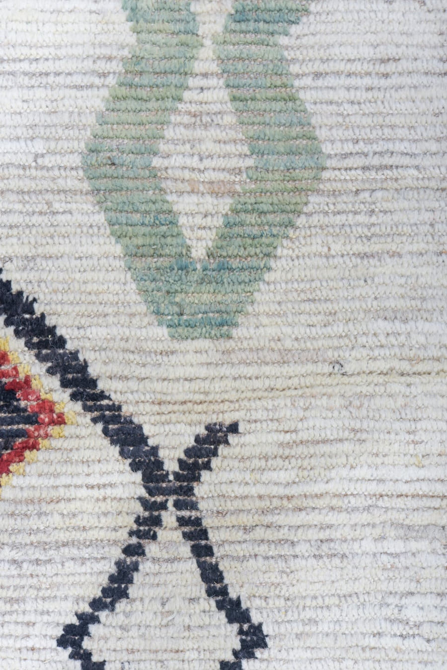 10' x 14' one-of-a-kind handmade vintage Tulu oversize rug. Color palette: ivory, rust, sage, charcoal, taupe, terracotta